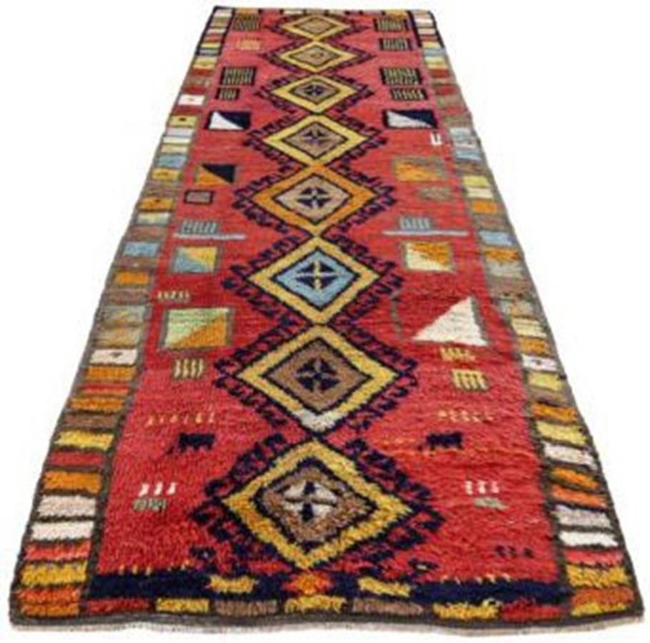 Discover the elegance of Persian Gabbeh featuring Runner Rug in Circa 1910. Designed with Wool and OrangePinkRedYellow, this exclusive design is perfect for enhancing your space.