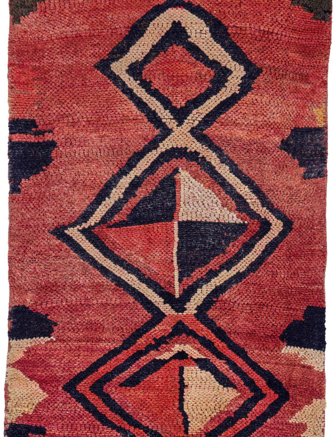 Persischer Gabbeh Kleiner Teppich Circa 1910 - Wolle Schwarz Elfenbein Rosa Design - 91224 (Asiatisch) im Angebot