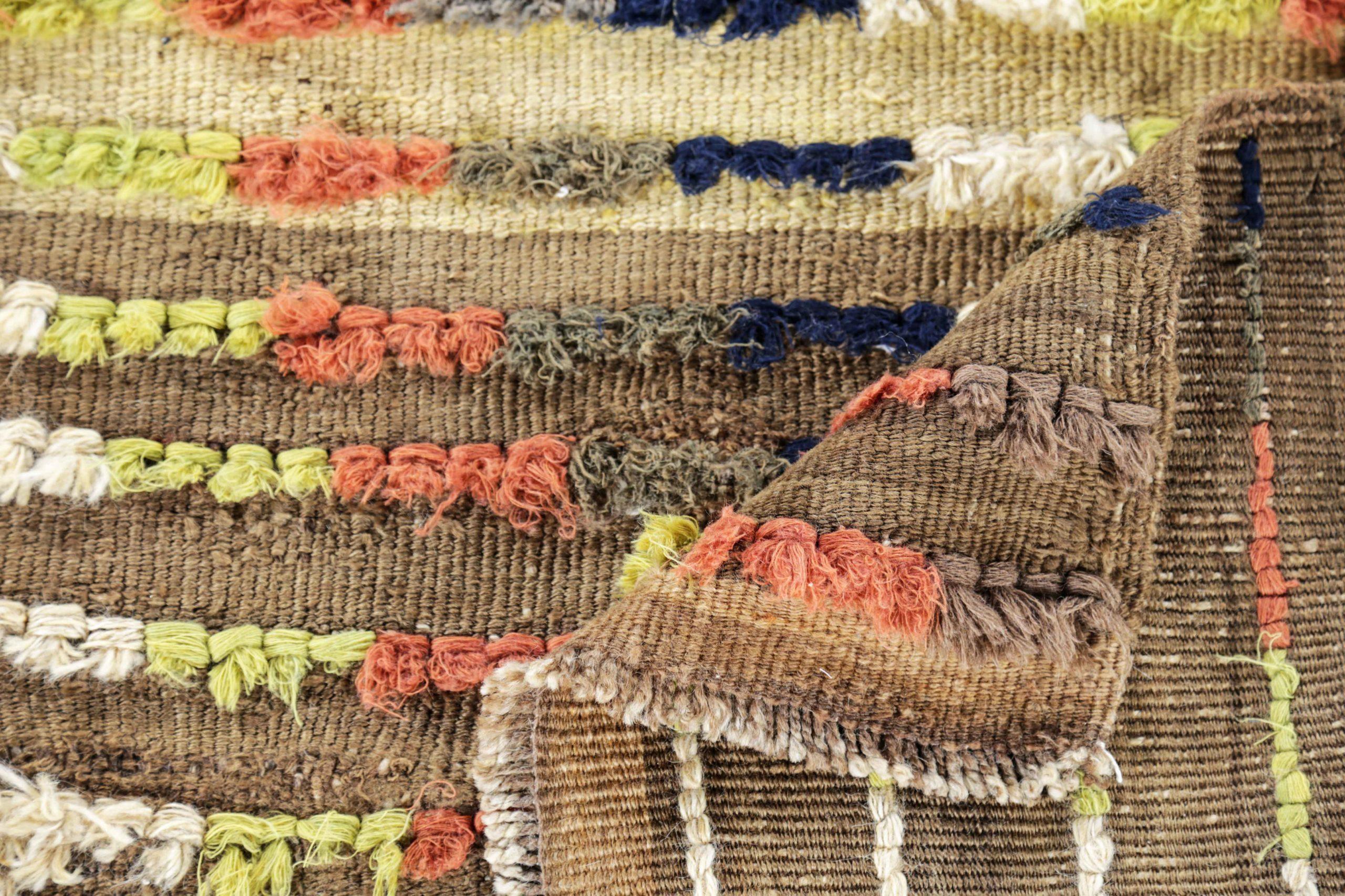 Alfombra Persa Gabbeh Pequeña Circa 1910 - Lana Marrón Verde Azul Marino Naranja - 91269 siglo XX en venta