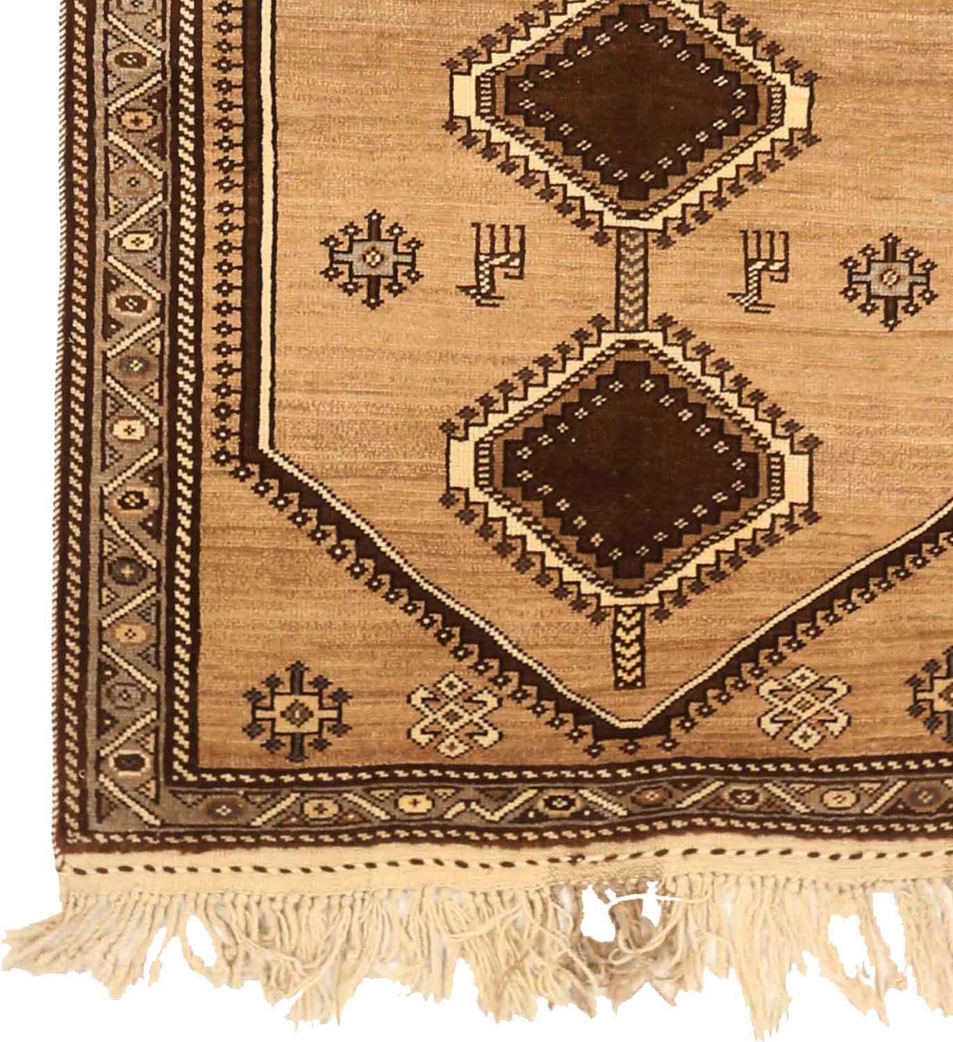 Persischer Gabbeh Kleiner Teppich CIRCA 1940 - Wolle Braun Elfenbein 72770 (Asiatisch) im Angebot