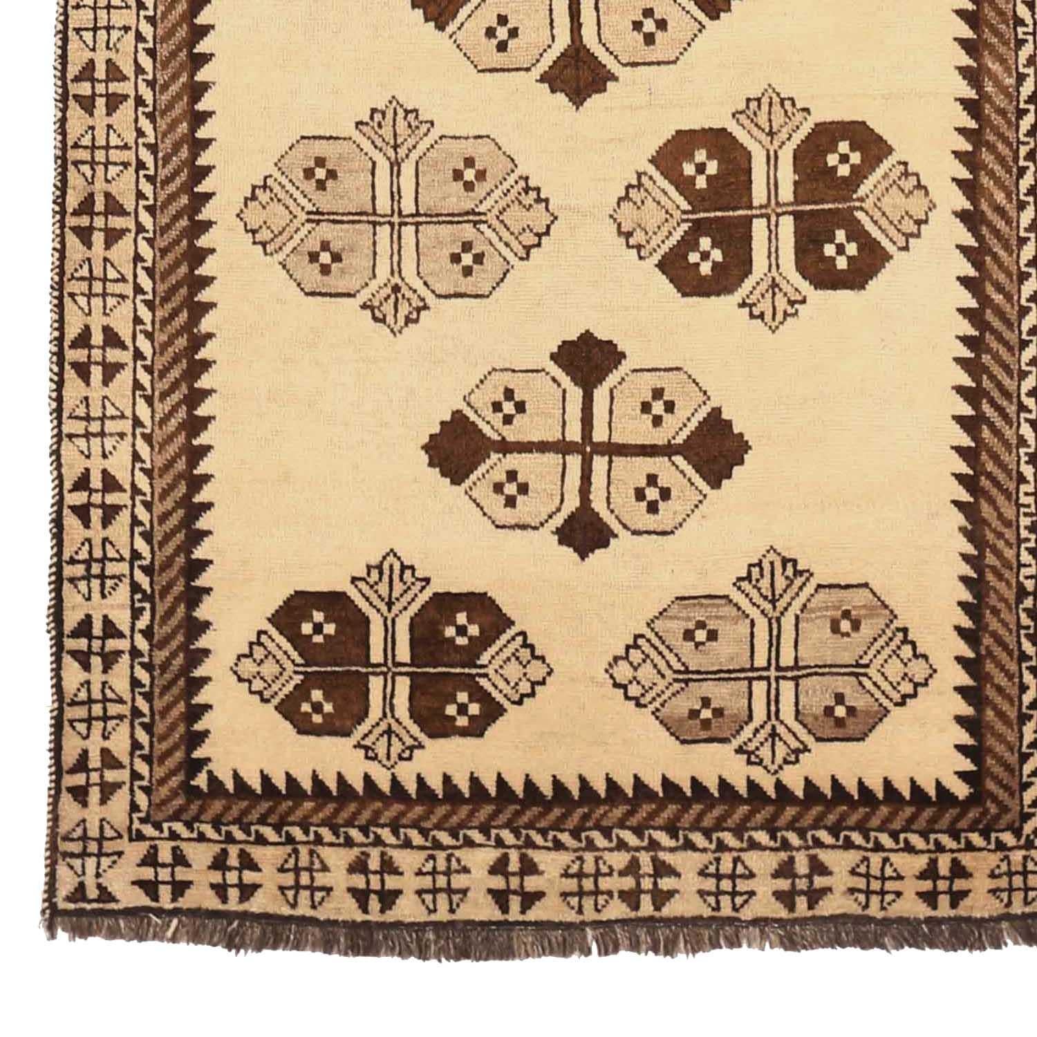 Persischer Gabbeh Kleiner Teppich CIRCA 1940 - Wolle Braun Elfenbein 72772 (Asiatisch) im Angebot