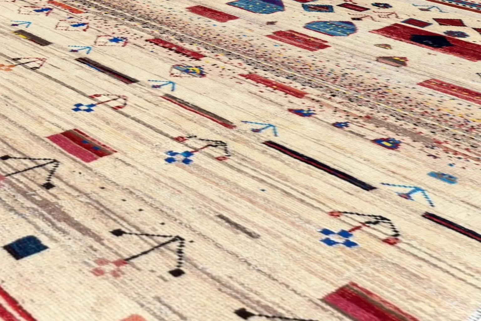 Persian Gabbeh Small Rug -Ivory Design - ( 41 x 61 ) For Sale 1