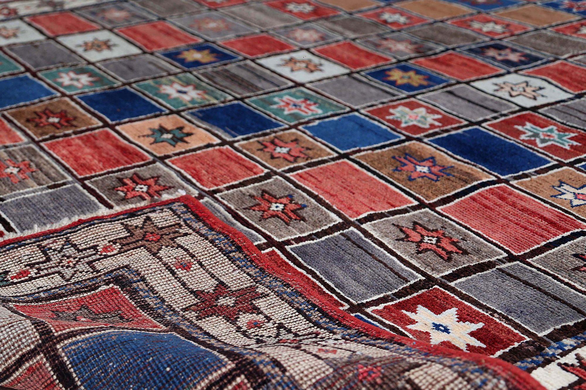 Tappeto persiano Gabbeh Small - Lana Blu Marrone Rosso - 97091 In condizioni ottime in vendita a Dallas, TX