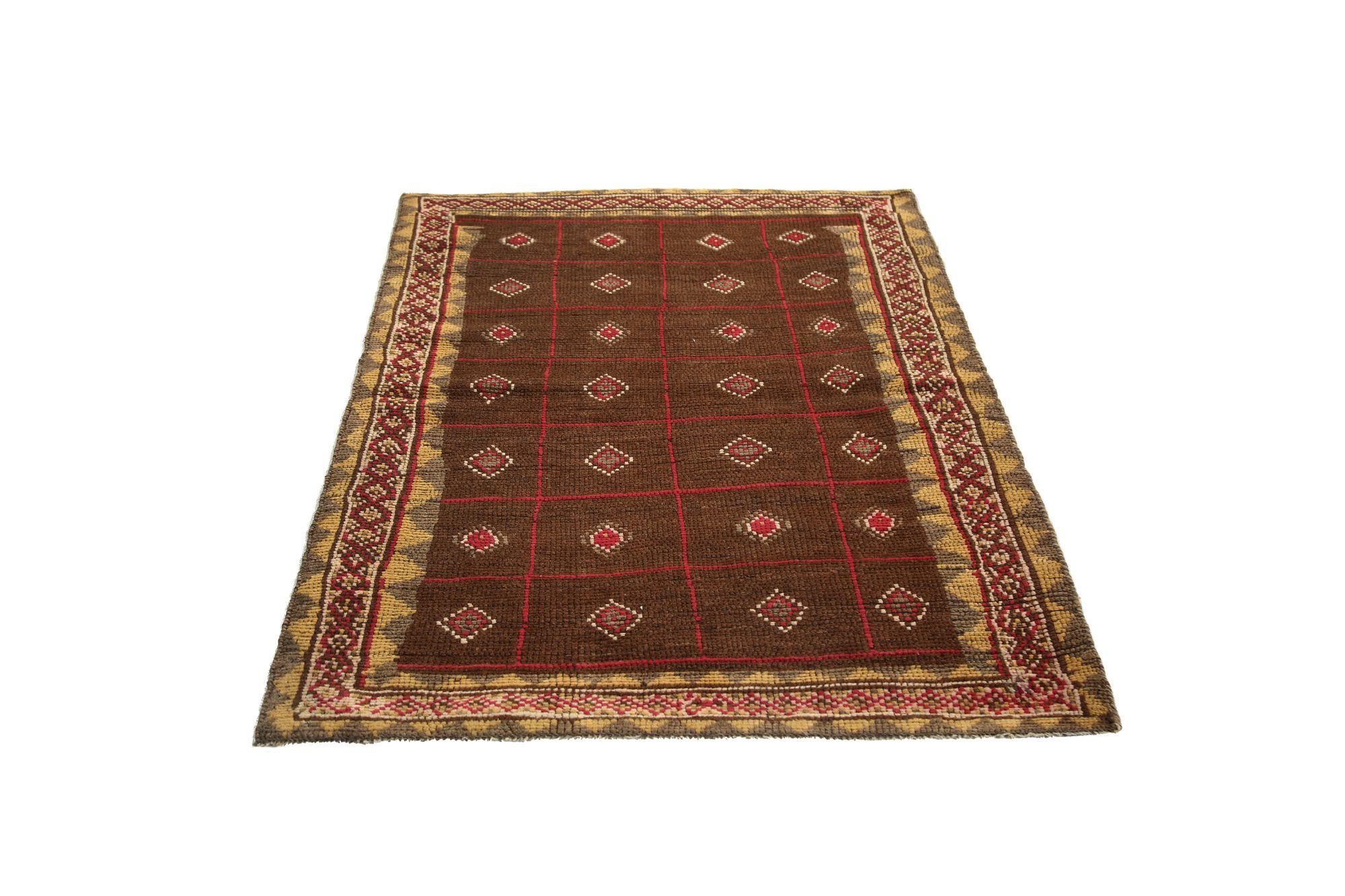Persischer Gabbeh Small Teppich - Wolle Brown Design - 96736 im Zustand „Hervorragend“ im Angebot in Dallas, TX
