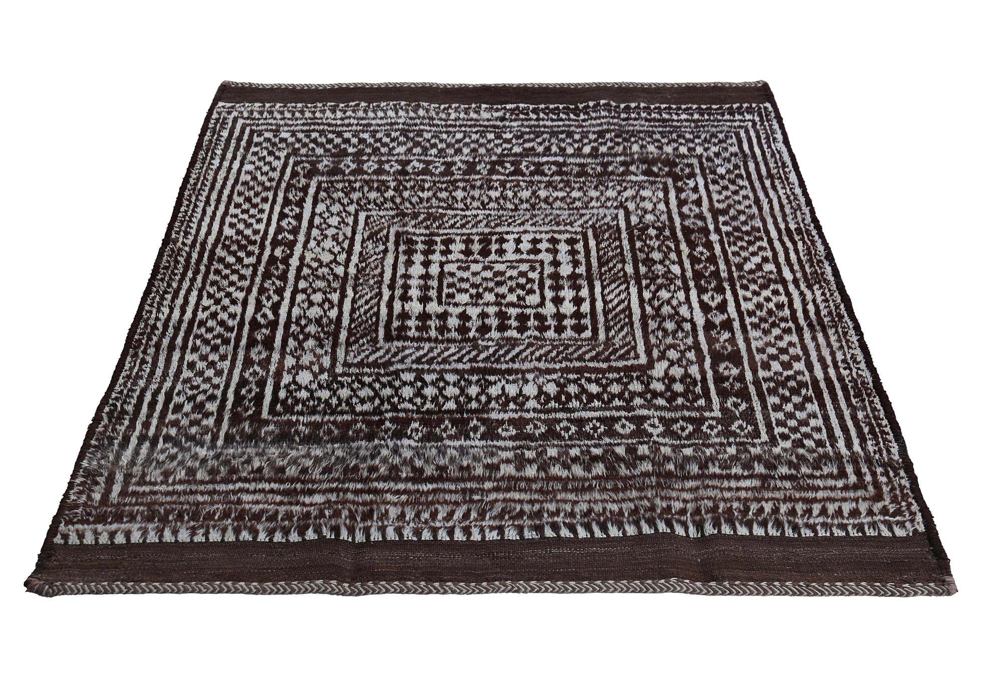 Persischer Gabbeh Small Teppich - Wolle Brown Design - 97568 im Zustand „Hervorragend“ im Angebot in Dallas, TX