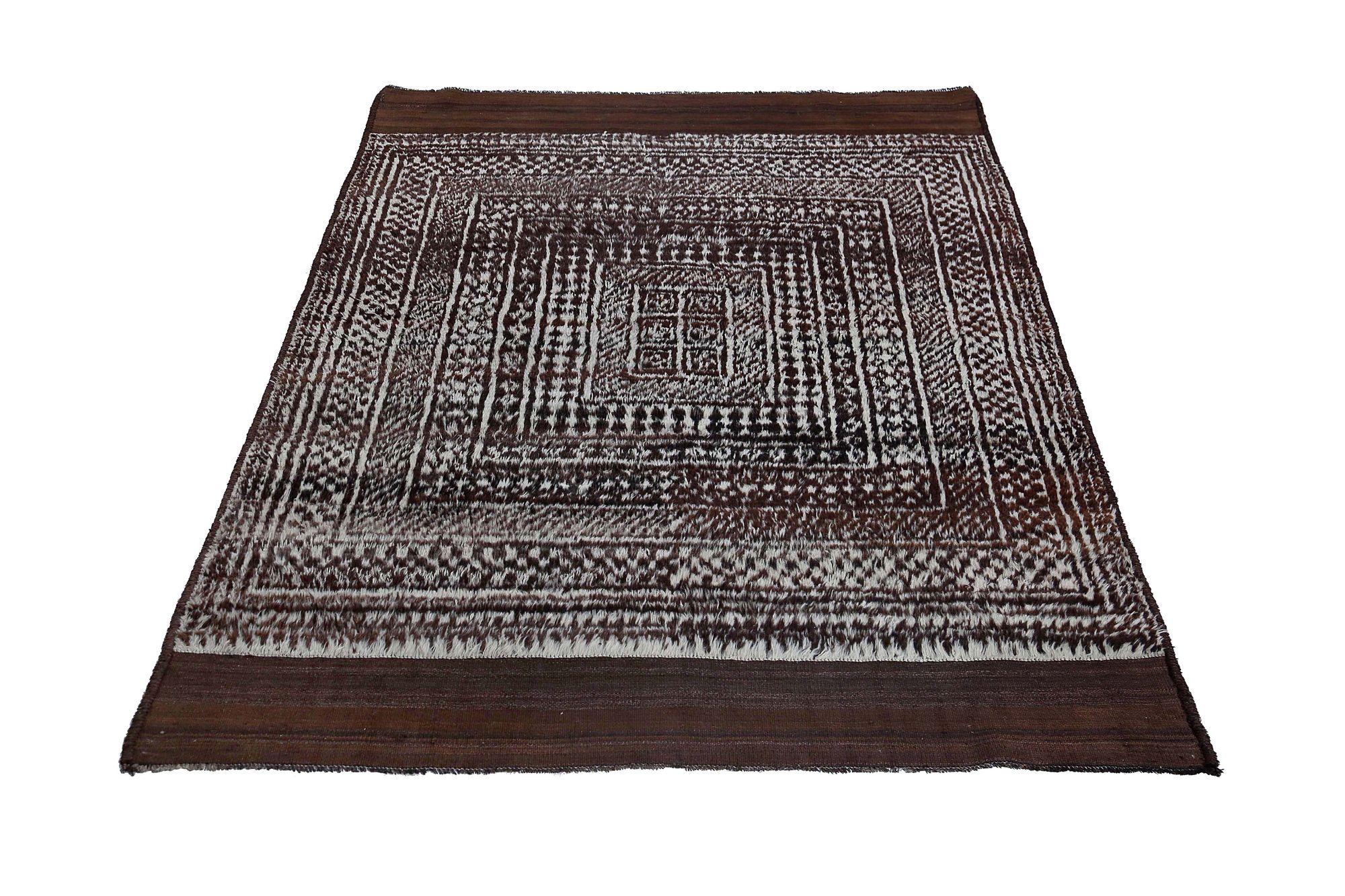 Persischer Gabbeh Small Teppich - Wolle Brown Design - 97573 im Zustand „Hervorragend“ im Angebot in Dallas, TX