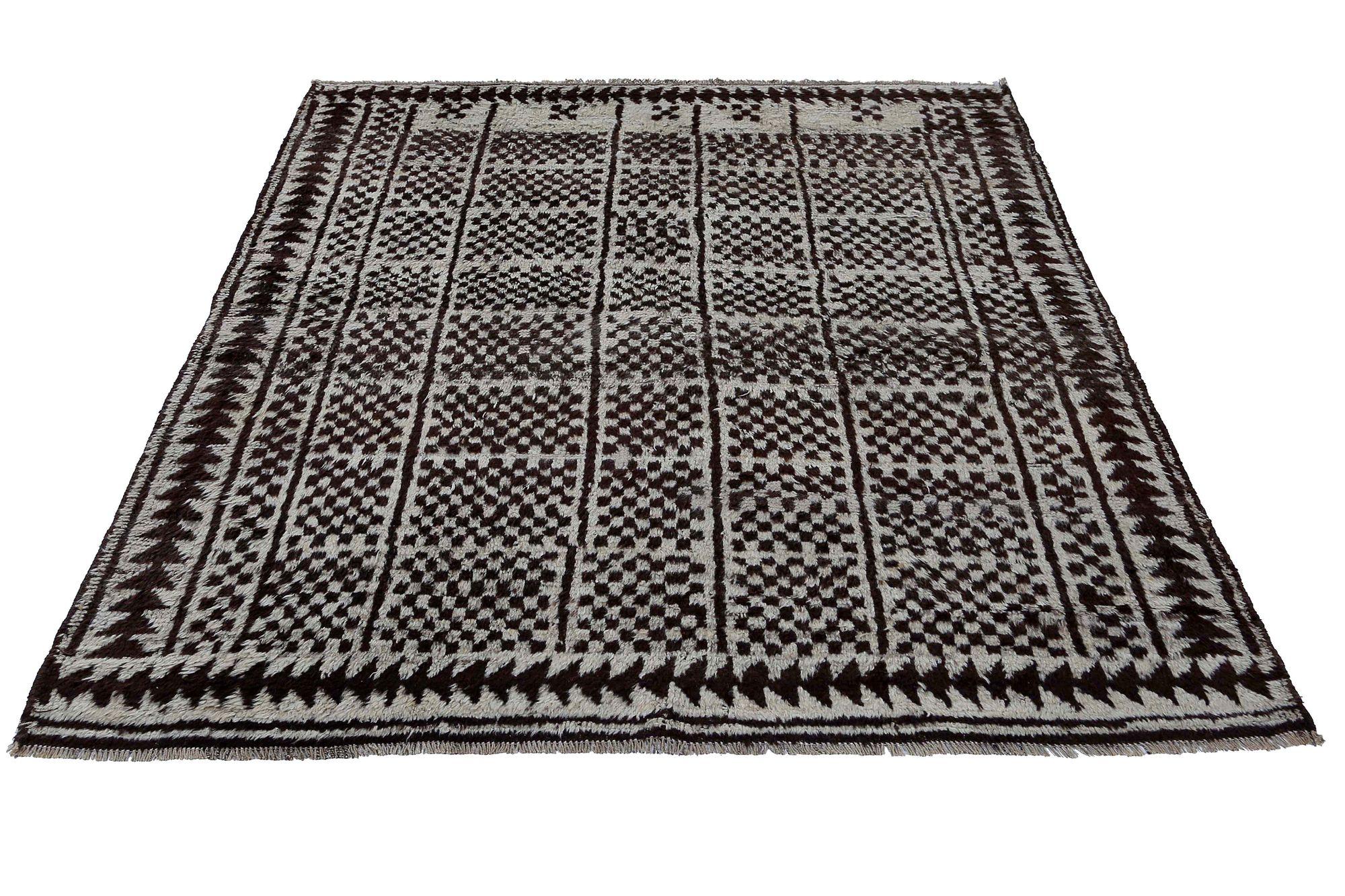 Persischer Gabbeh Small Teppich - Wolle Brown Design - 97576 im Zustand „Hervorragend“ im Angebot in Dallas, TX