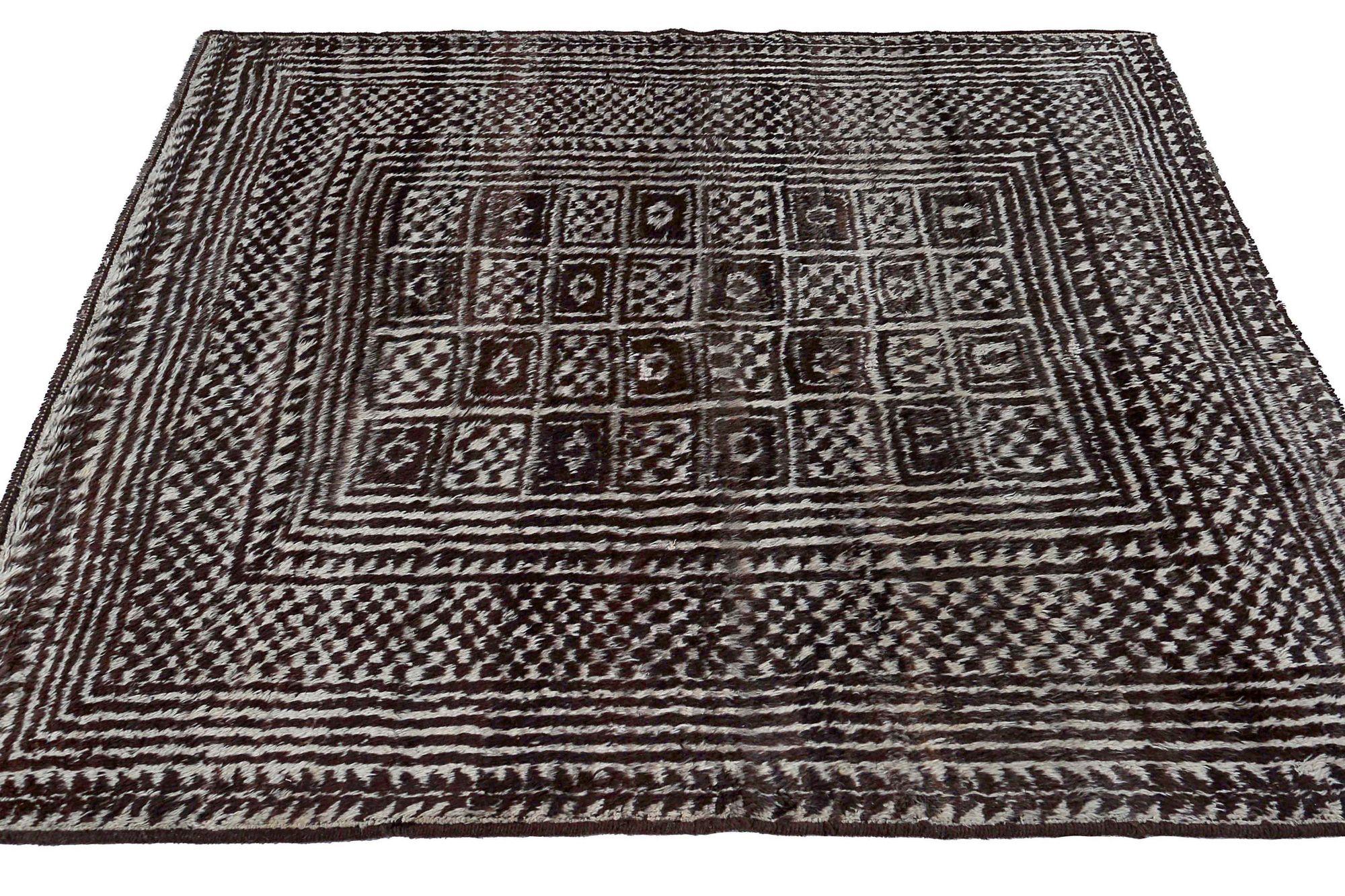 Persischer Gabbeh Small Teppich - Wolle Brown Design - 97579 im Zustand „Hervorragend“ im Angebot in Dallas, TX