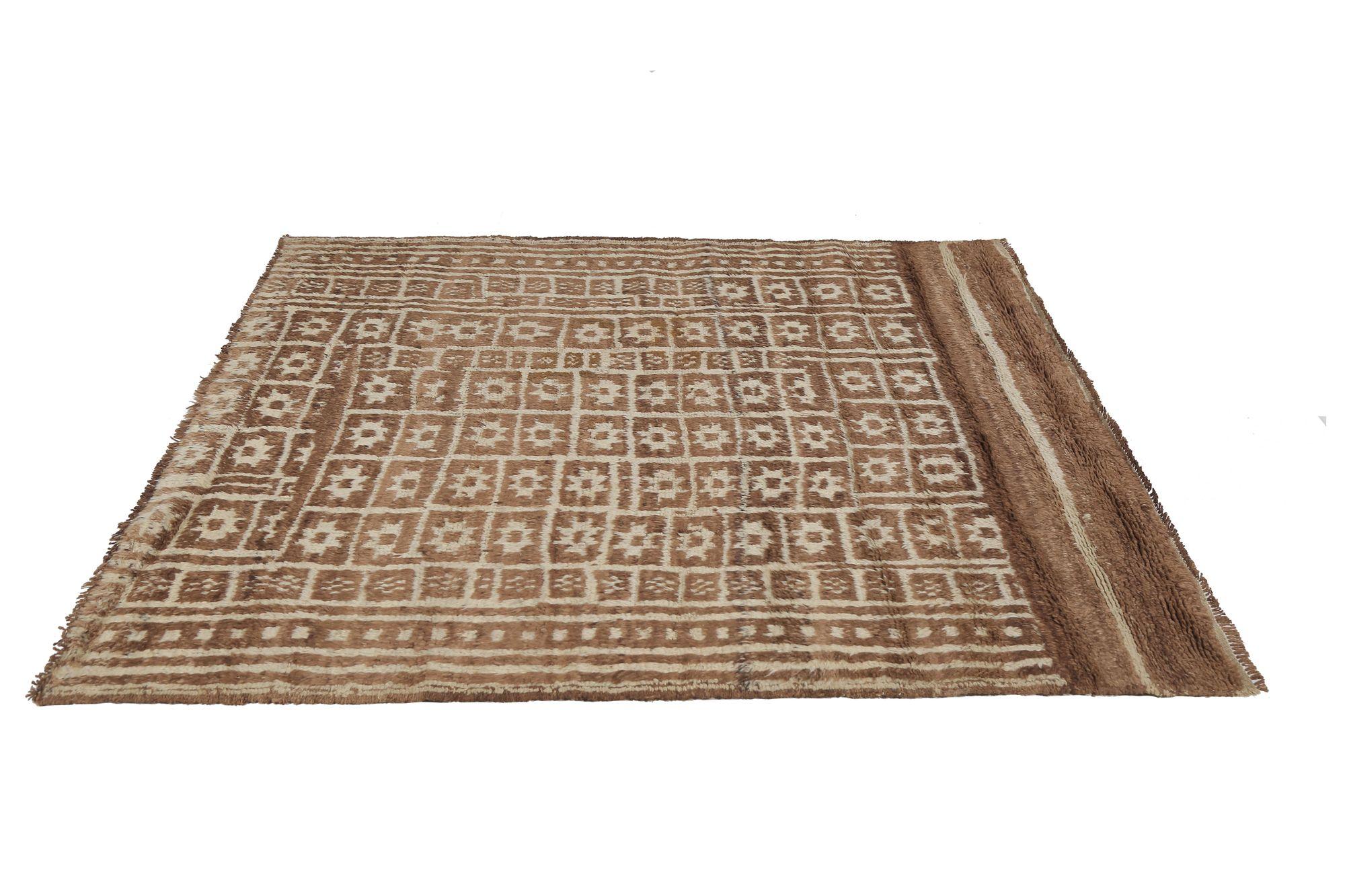 Persischer Gabbeh Small Teppich - Wolle Brown Design - 97661 im Zustand „Hervorragend“ im Angebot in Dallas, TX