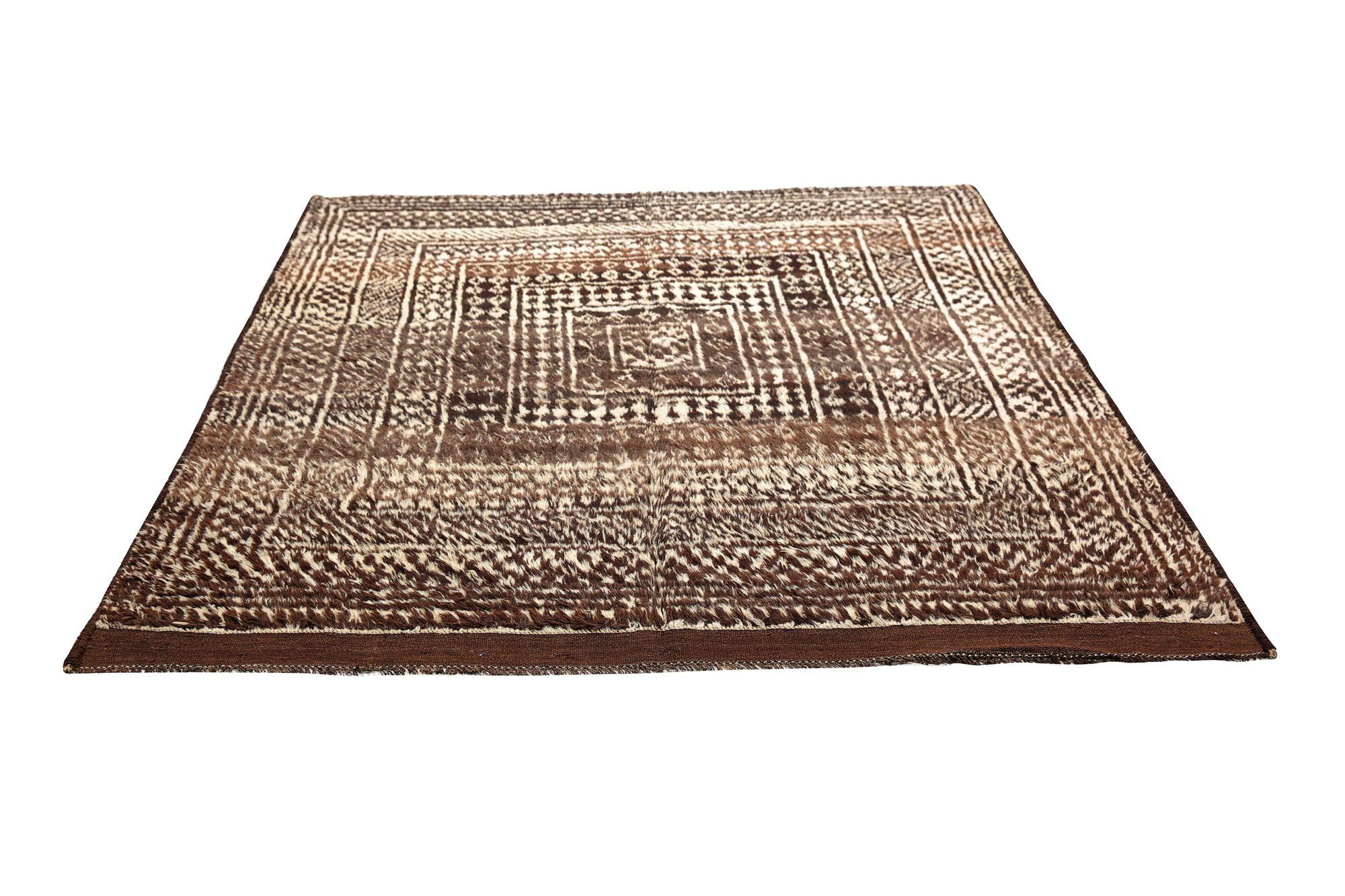 Persischer Gabbeh Small Teppich - Wolle Brown Design - 97698 im Zustand „Hervorragend“ im Angebot in Dallas, TX