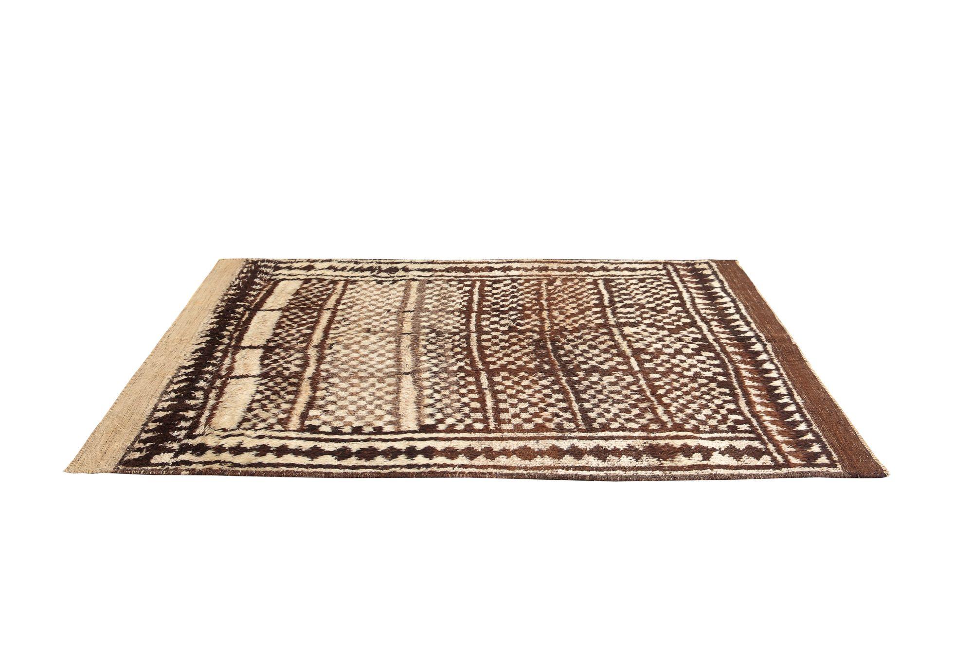 Persischer Gabbeh Small Teppich - Wolle Brown Design - 97700 im Zustand „Hervorragend“ im Angebot in Dallas, TX