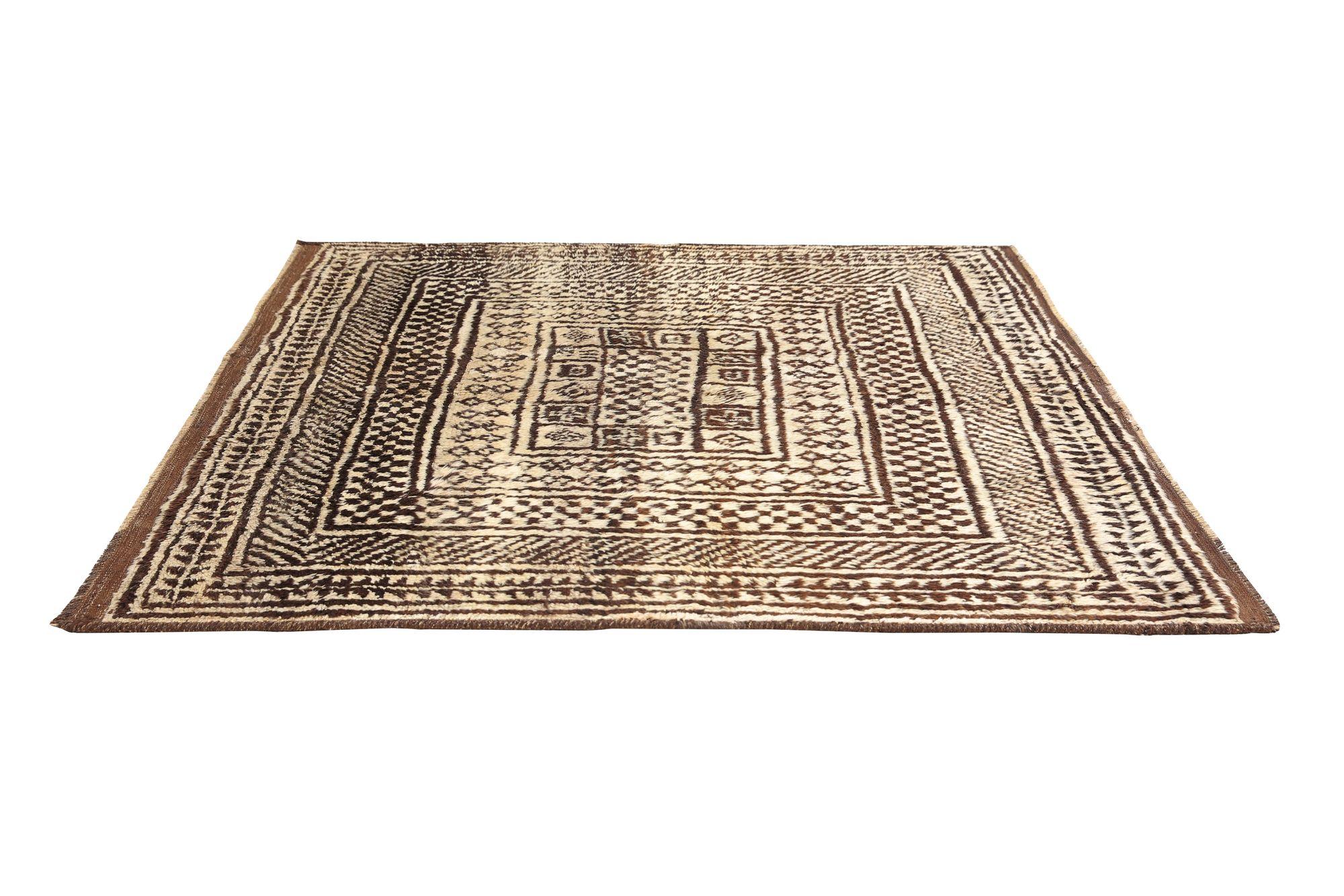 Persischer Gabbeh Small Teppich - Wolle Brown Design - 97701 (Irakisch) im Angebot