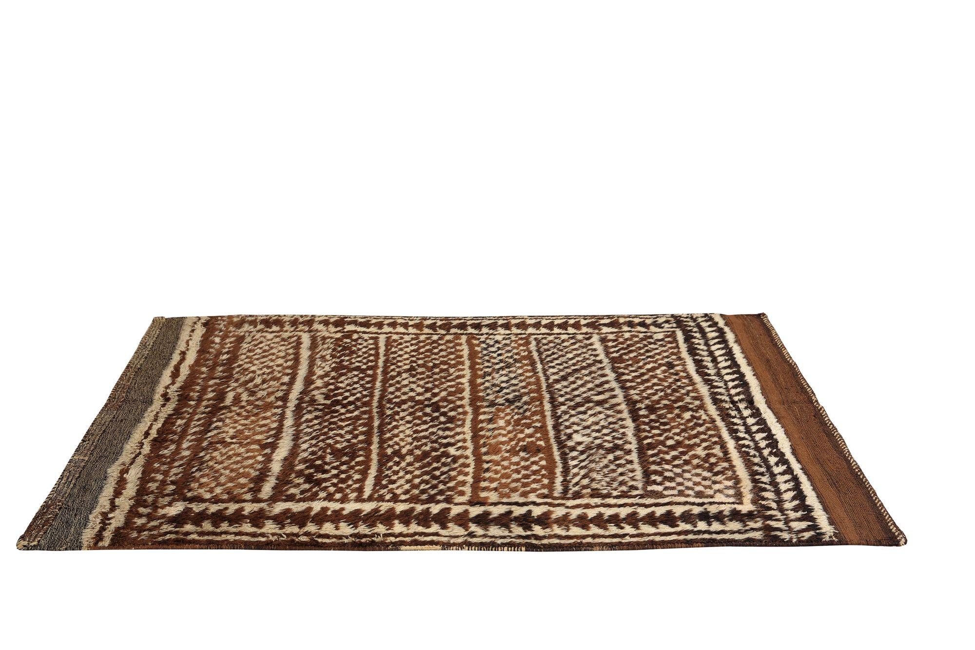 Persischer Gabbeh Small Teppich - Wolle Brown Design - 97702 im Zustand „Hervorragend“ im Angebot in Dallas, TX