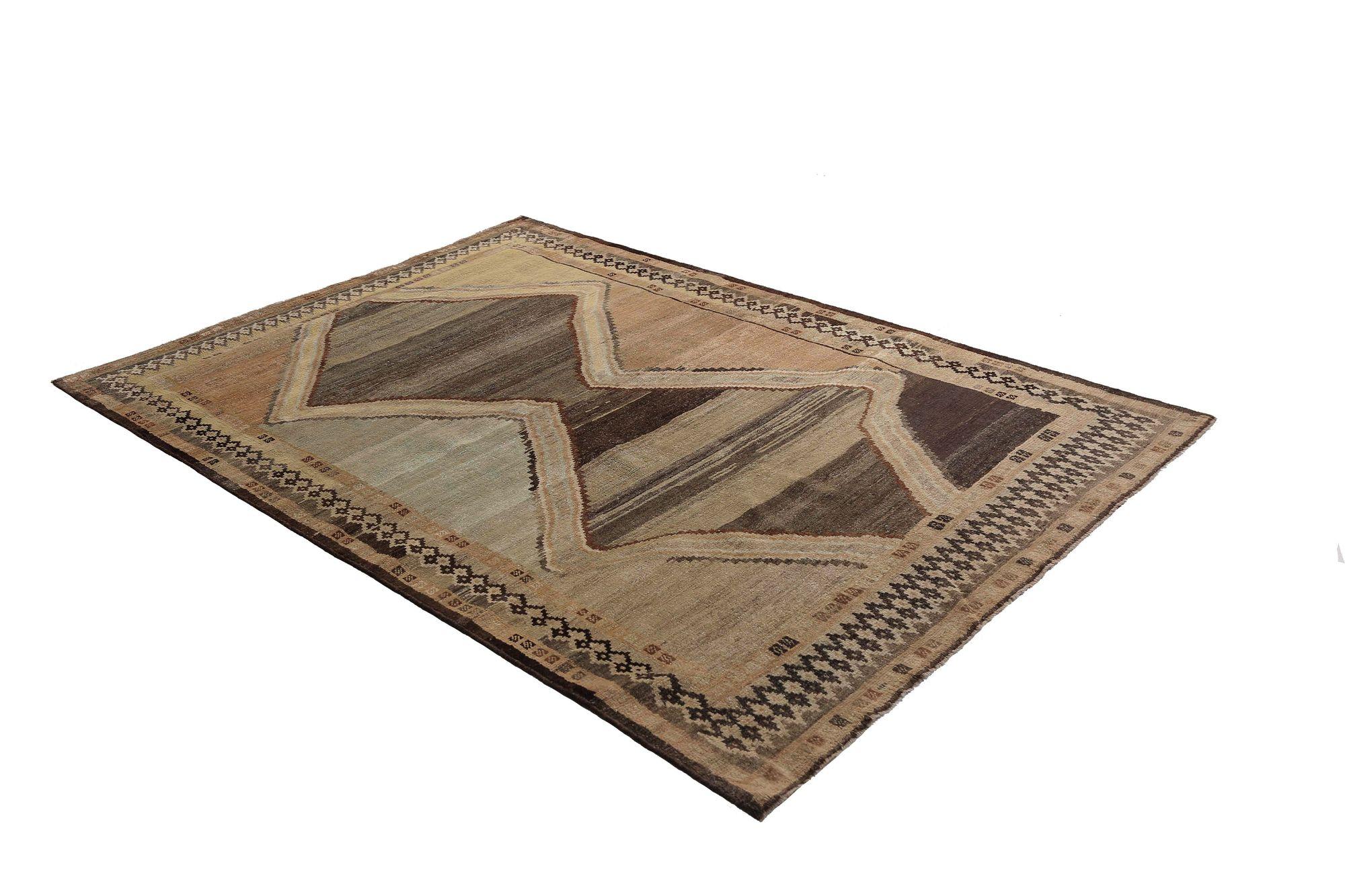 Iracheno Tappeto persiano Gabbeh Small - Lana Marrone Avorio Design - 96798 in vendita