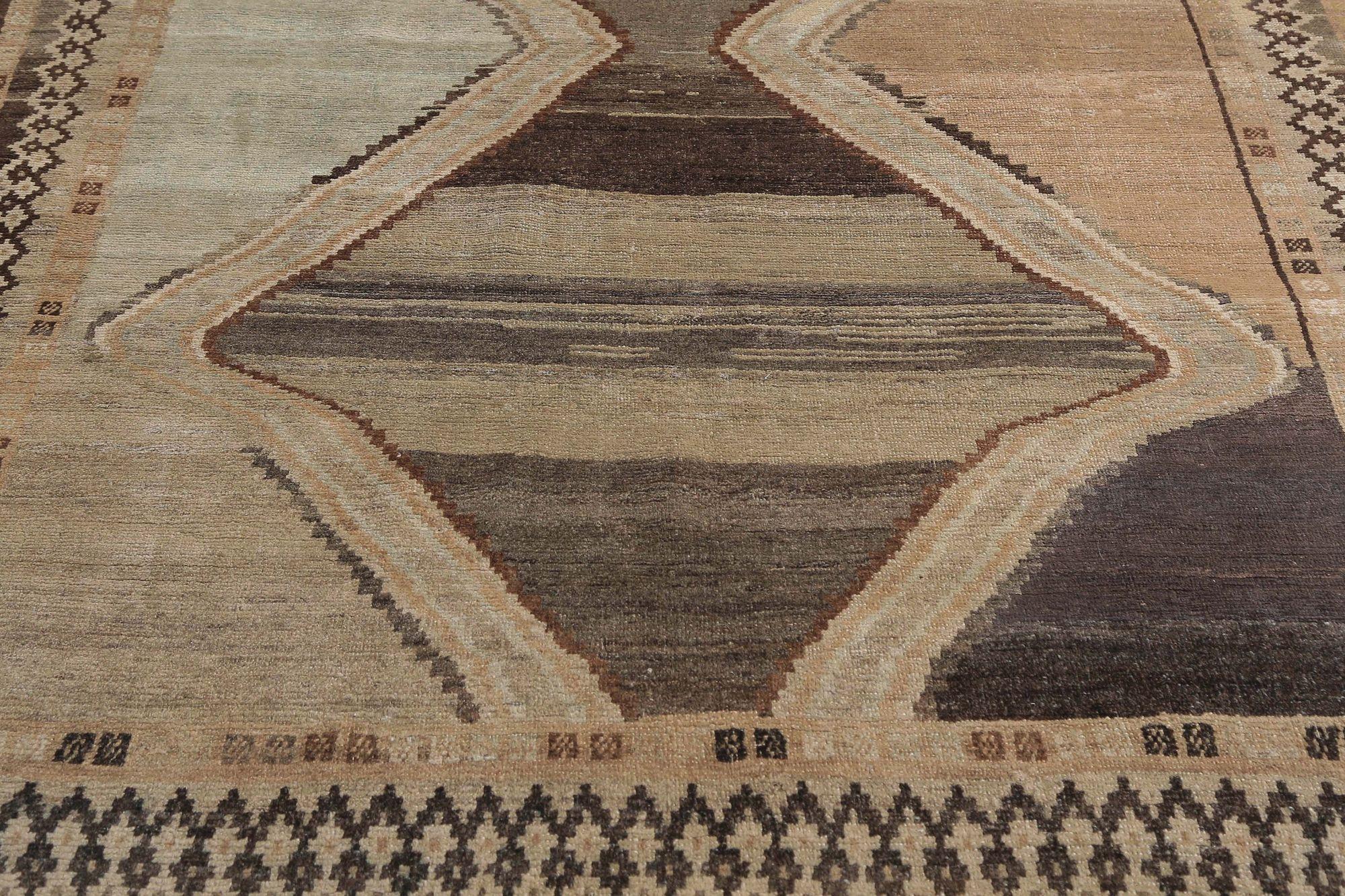 XX secolo Tappeto persiano Gabbeh Small - Lana Marrone Avorio Design - 96798 in vendita