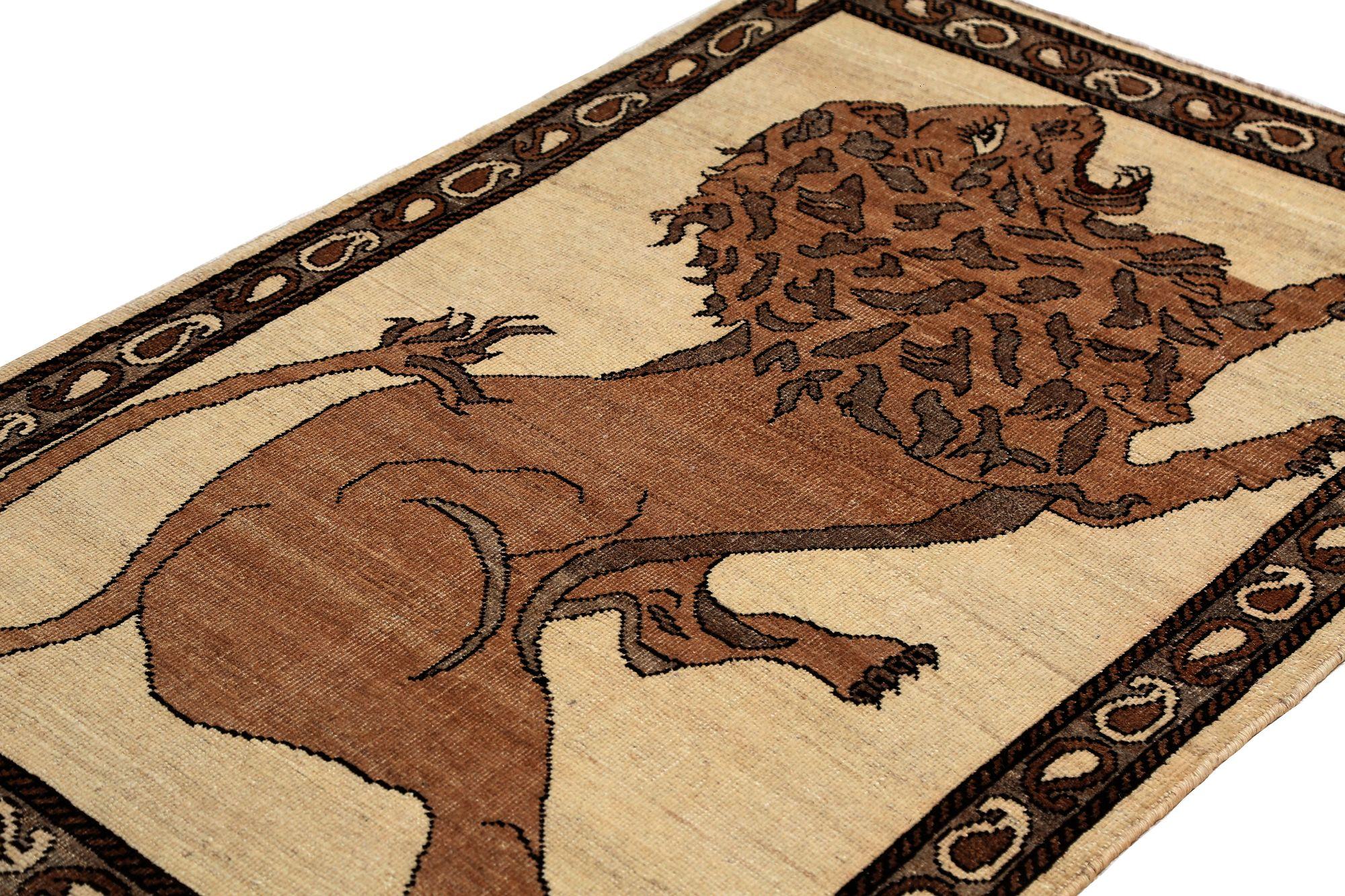 Persischer Gabbeh Small Teppich - Wolle Braun Elfenbein Design - 96942 im Zustand „Hervorragend“ im Angebot in Dallas, TX