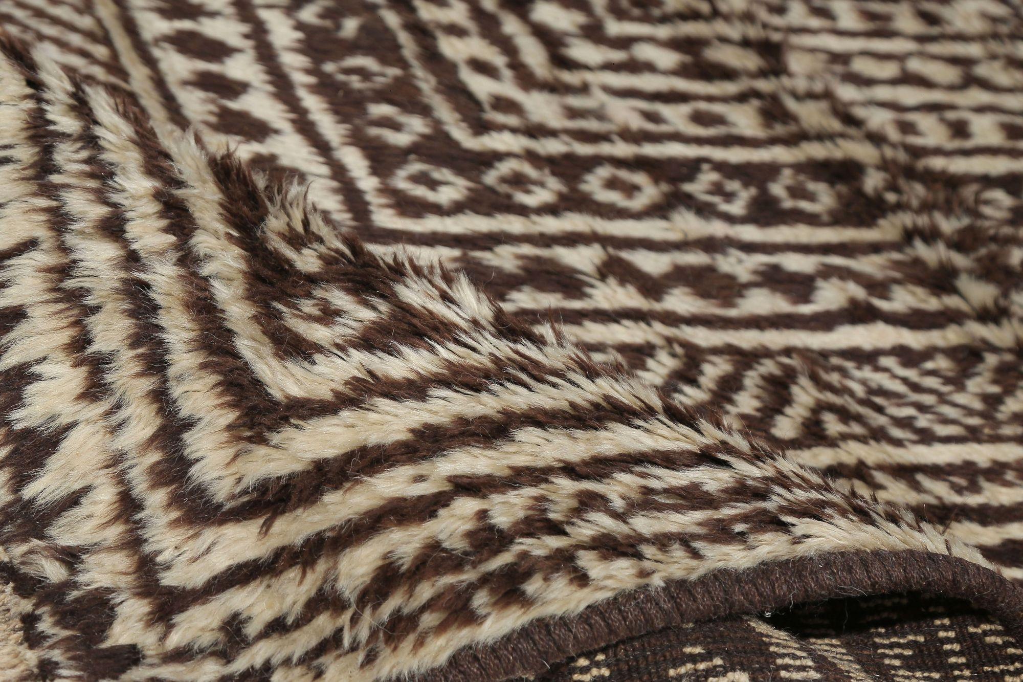 Tribale Tappeto persiano Gabbeh Small - Lana Marrone Avorio Design - 97654 in vendita