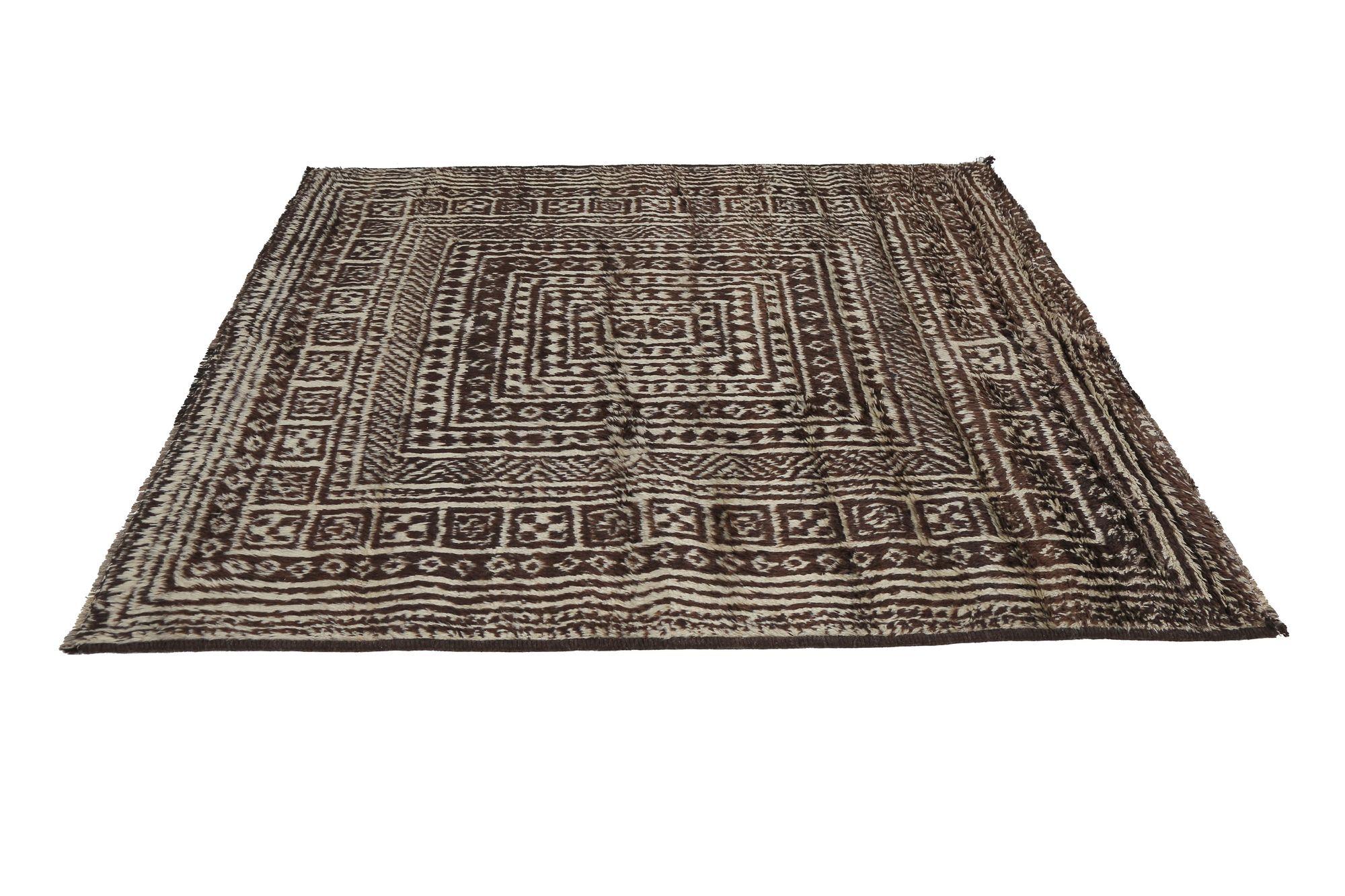 Iracheno Tappeto persiano Gabbeh Small - Lana Marrone Avorio Design - 97654 in vendita