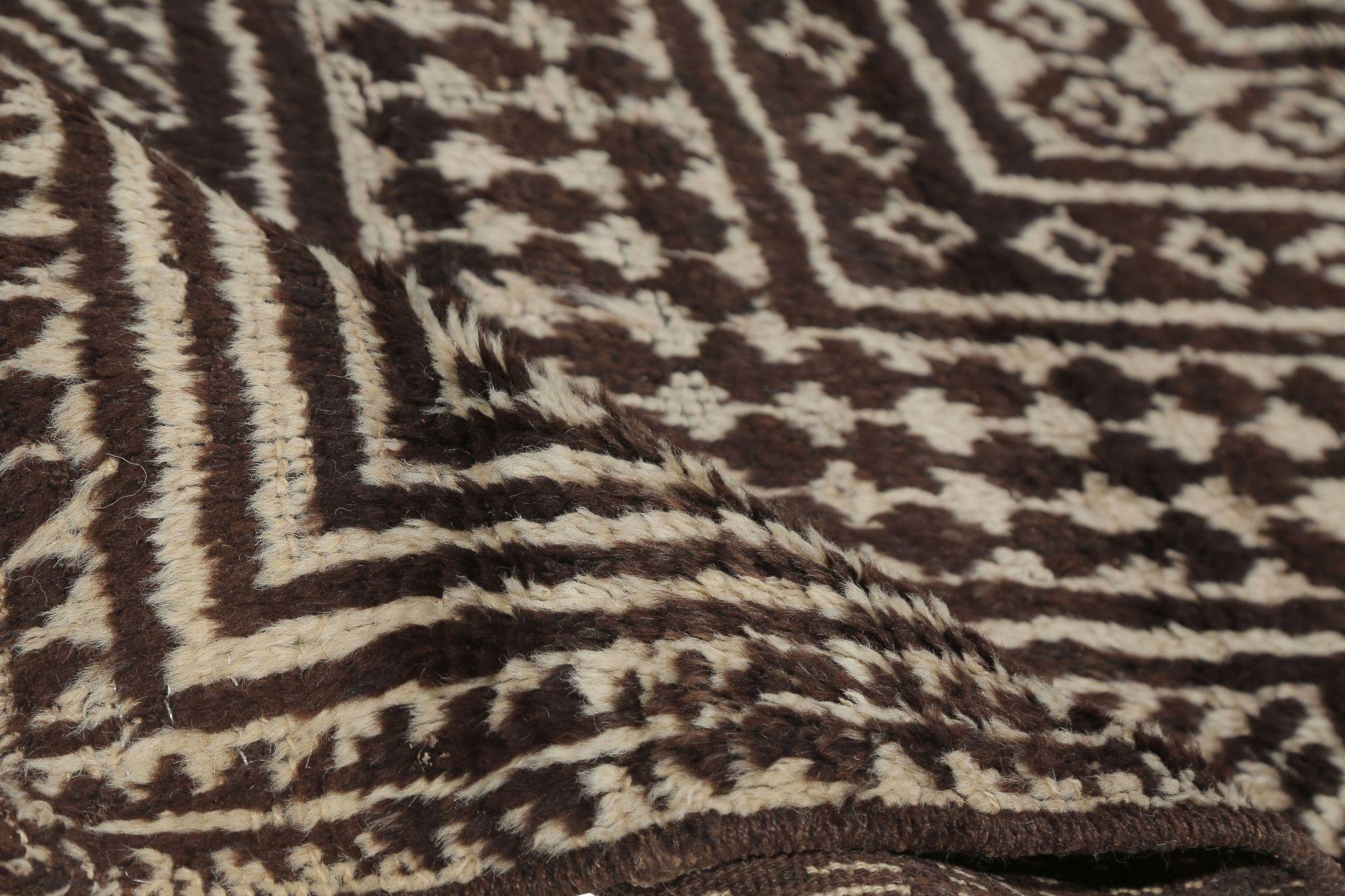 Tribale Tappeto persiano Gabbeh Small - Lana Marrone Avorio Design - 97655 in vendita
