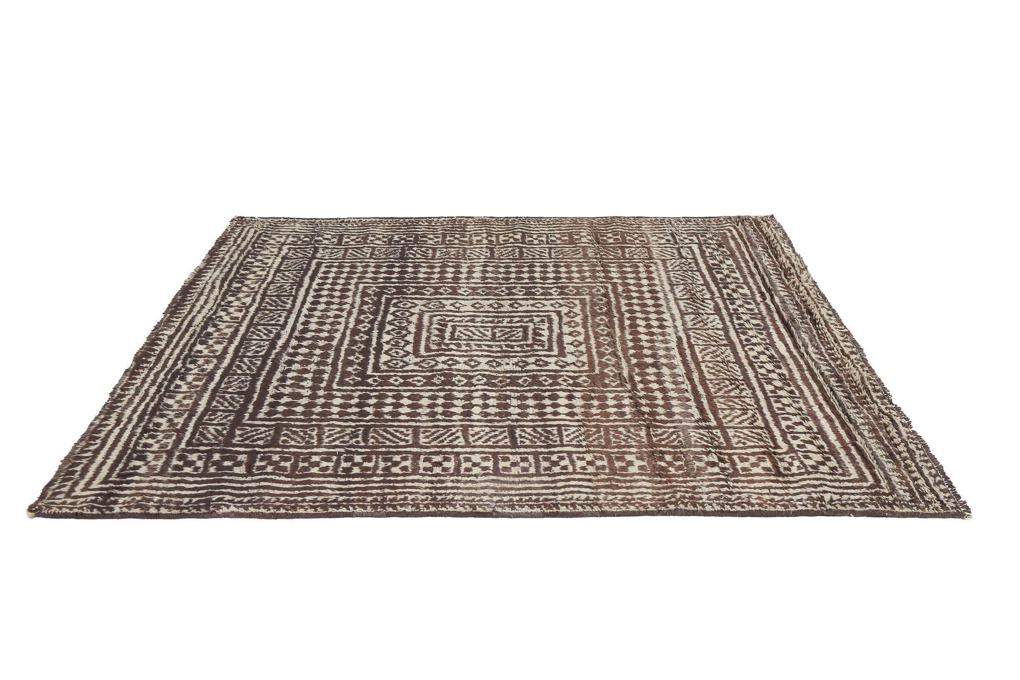 Iracheno Tappeto persiano Gabbeh Small - Lana Marrone Avorio Design - 97655 in vendita