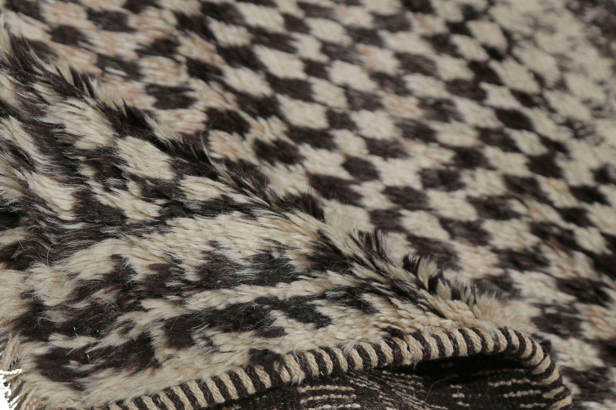 Tribale Tappeto persiano Gabbeh Small - Lana Marrone Avorio Design - 97658 in vendita