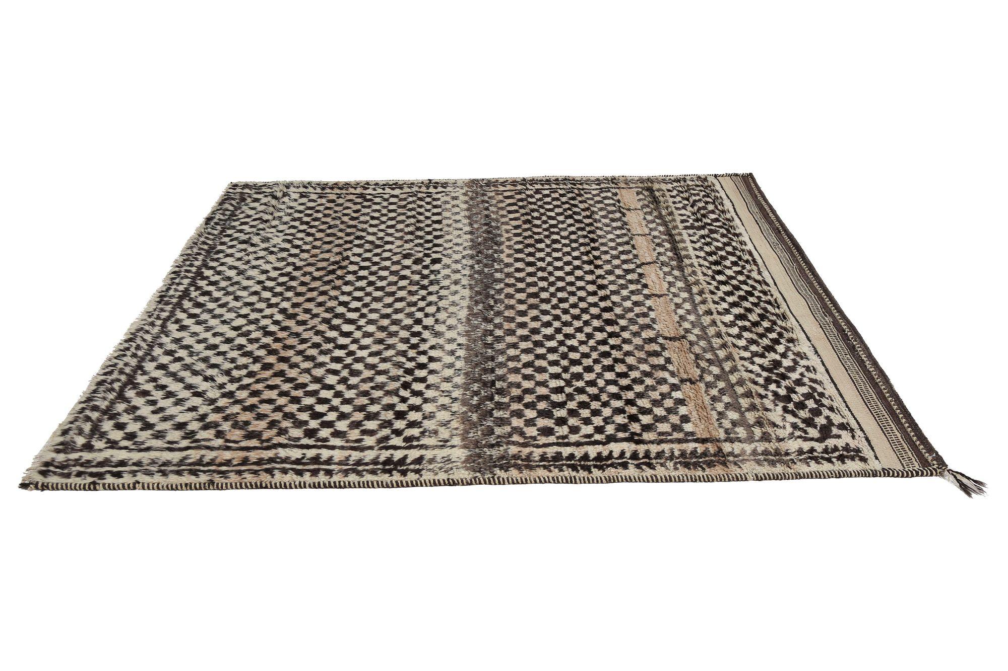 Iracheno Tappeto persiano Gabbeh Small - Lana Marrone Avorio Design - 97658 in vendita
