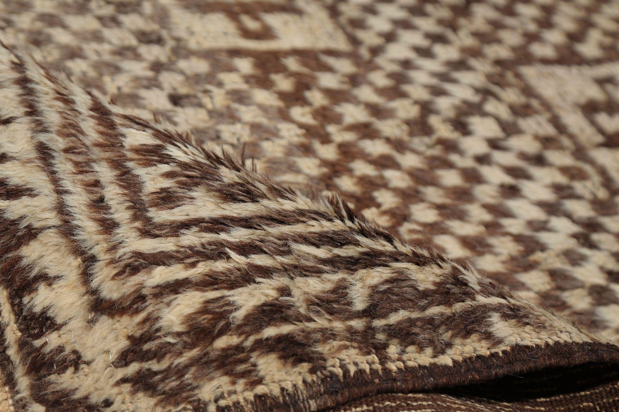 Persischer Gabbeh Small Teppich - Wolle Braun Elfenbein Design - 97659 (Stammeskunst) im Angebot