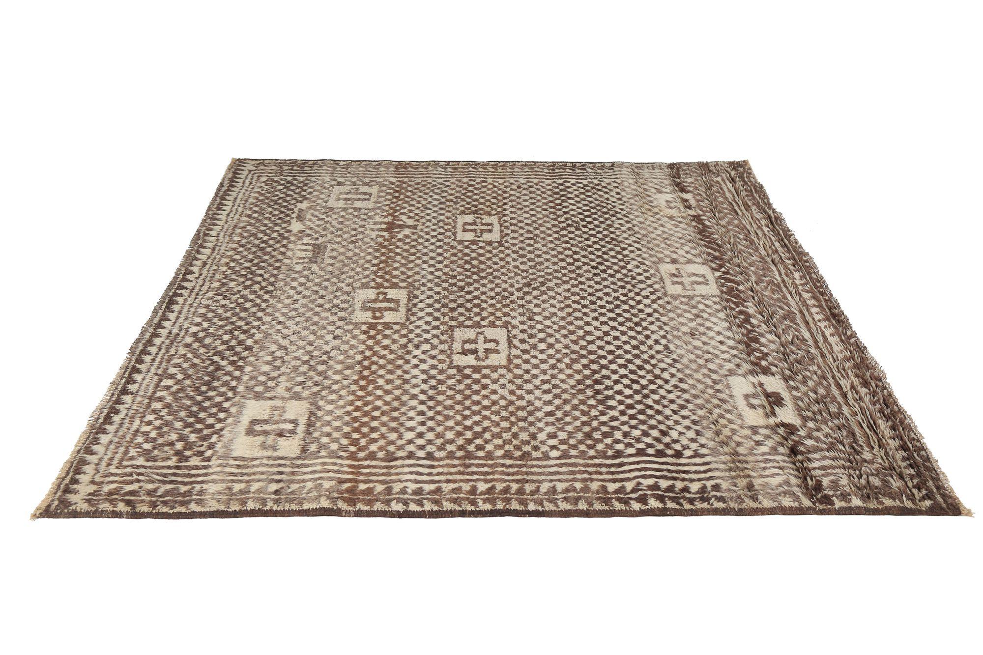 Persischer Gabbeh Small Teppich - Wolle Braun Elfenbein Design - 97659 (Irakisch) im Angebot