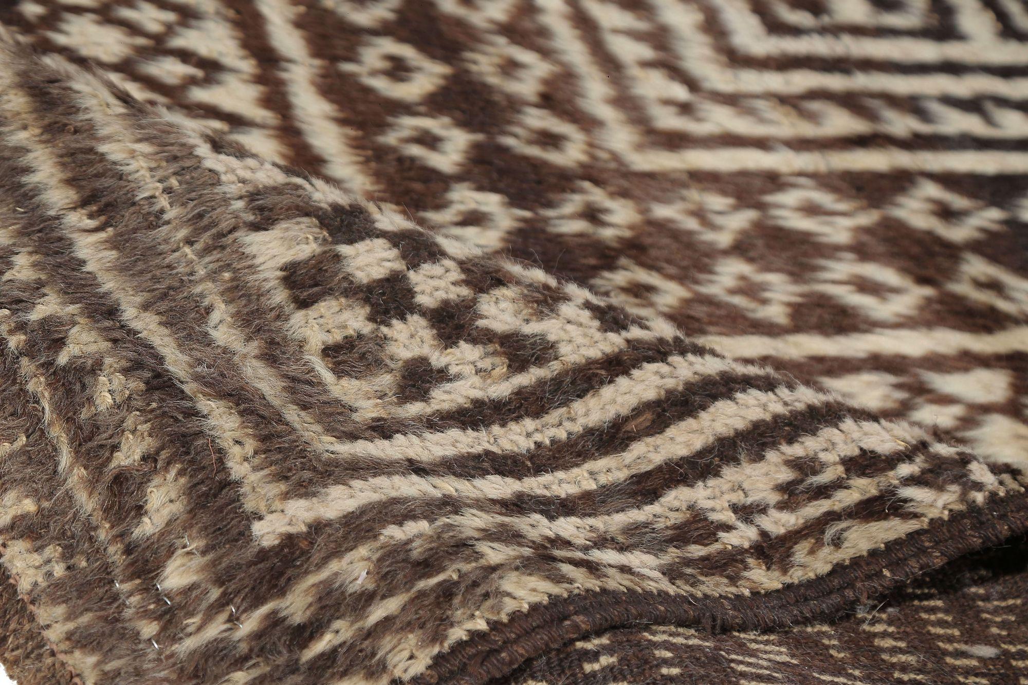 Tribale Tappeto persiano Gabbeh Small - Lana Marrone Avorio Design - 97660 in vendita