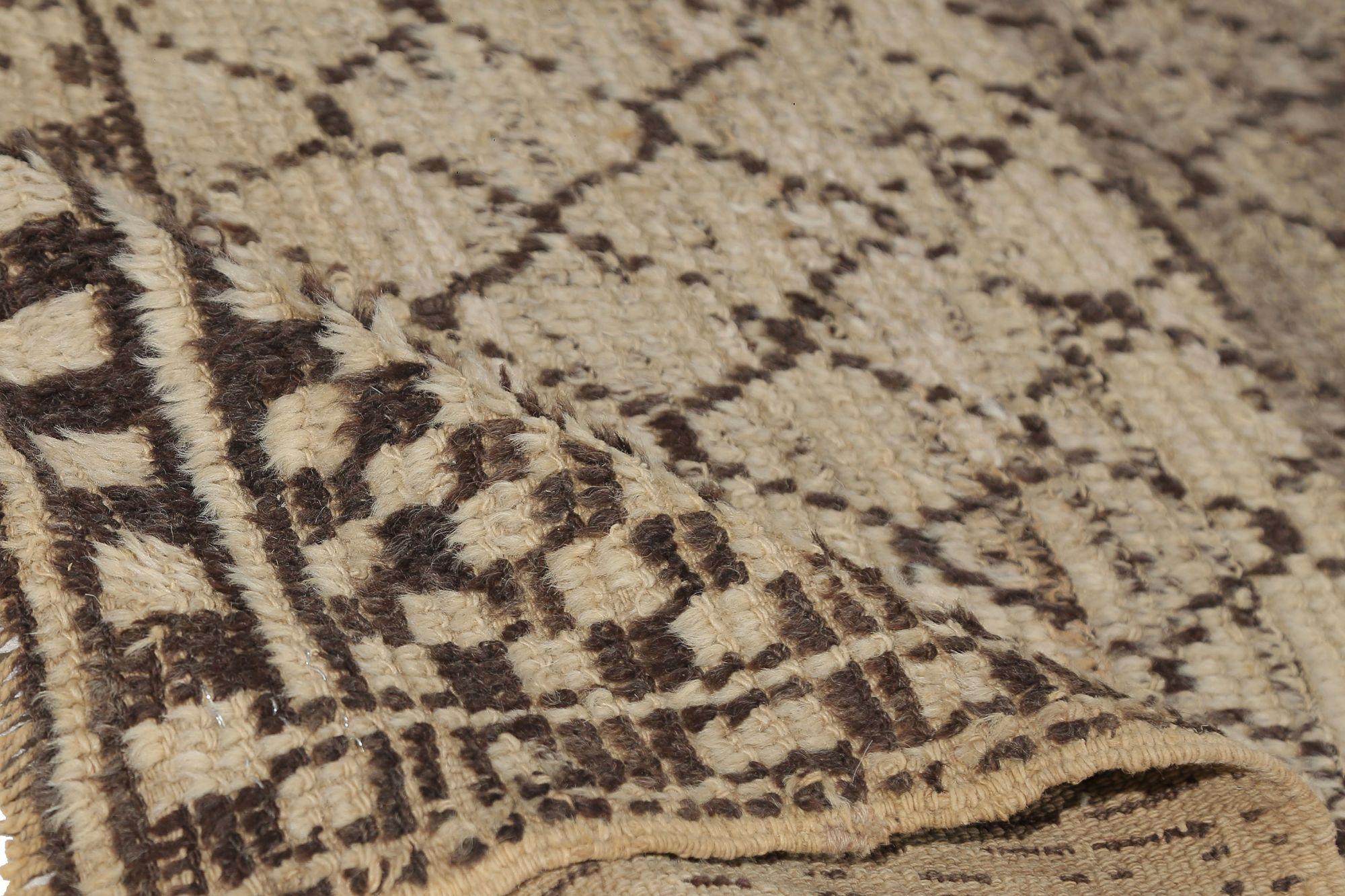 Tribale Tappeto persiano Gabbeh Small - Lana Marrone Avorio Design - 97663 in vendita
