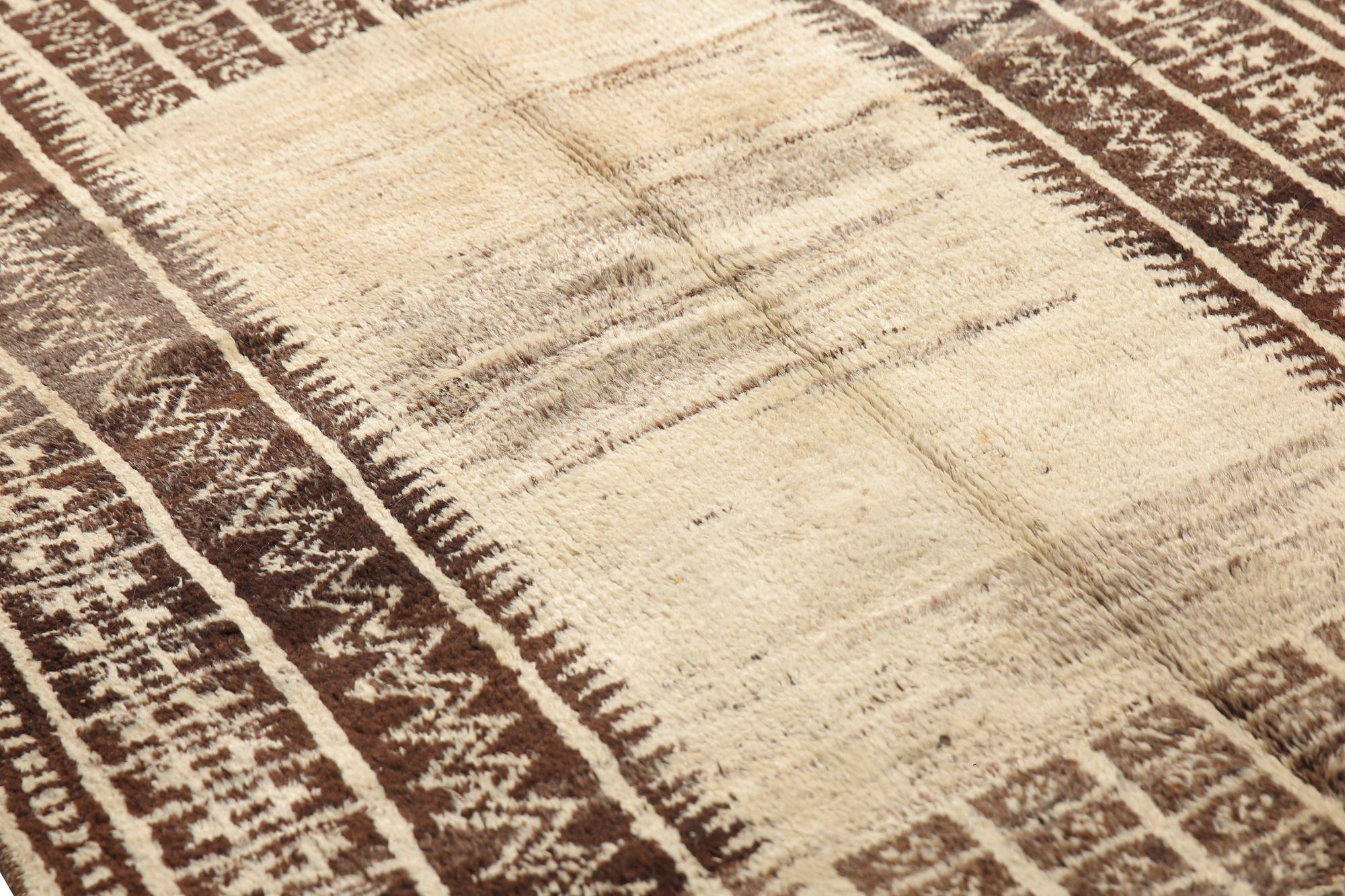 Tribale Tappeto persiano Gabbeh Small - Lana Marrone Avorio Design - 97693 in vendita