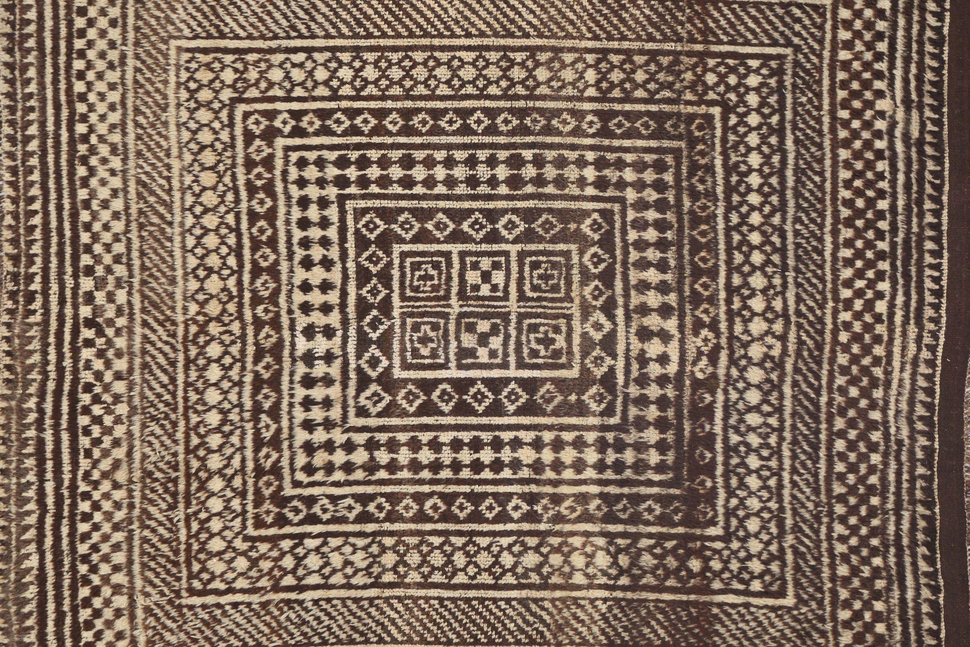Iracheno Tappeto persiano Gabbeh Small - Lana Marrone Avorio Design - 97756 in vendita