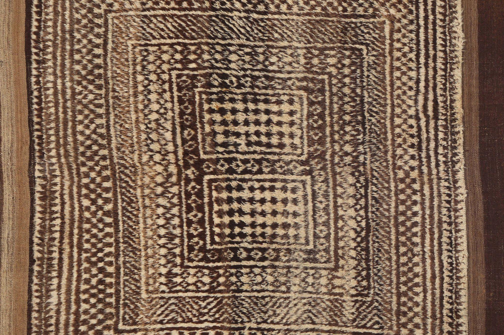 Iracheno Tappeto persiano Gabbeh Small - Lana Marrone Avorio Design - 97757 in vendita