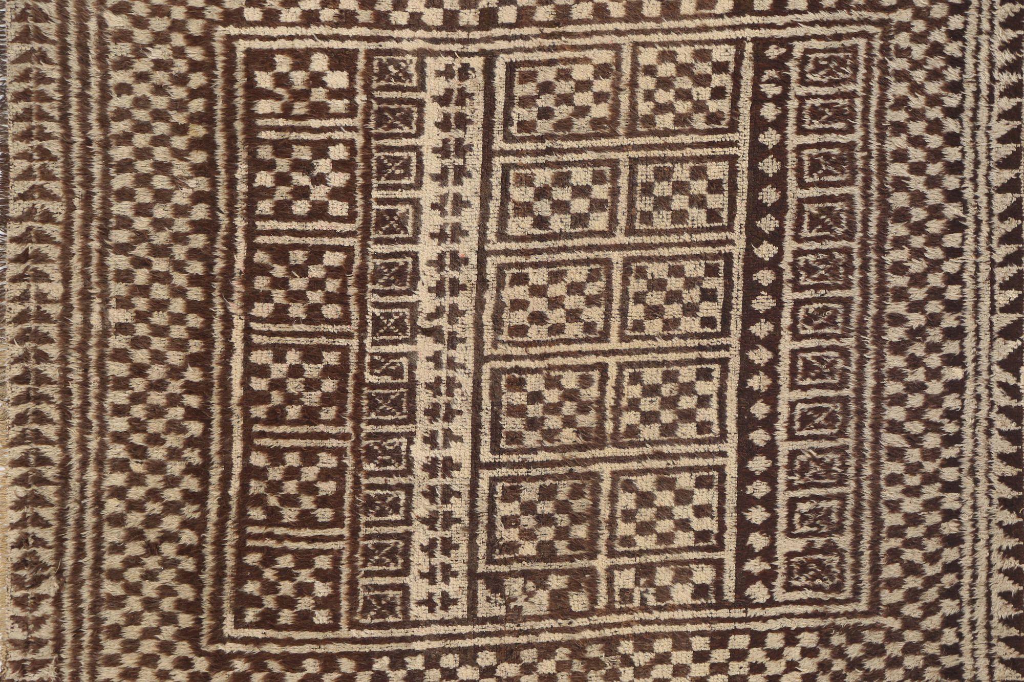 Iracheno Tappeto persiano Gabbeh Small - Lana Marrone Avorio Design - 97758 in vendita