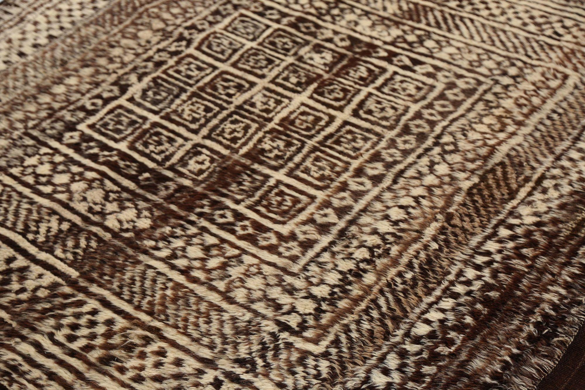 Tribale Tappeto persiano Gabbeh Small - Lana Marrone Avorio Design - 97759 in vendita