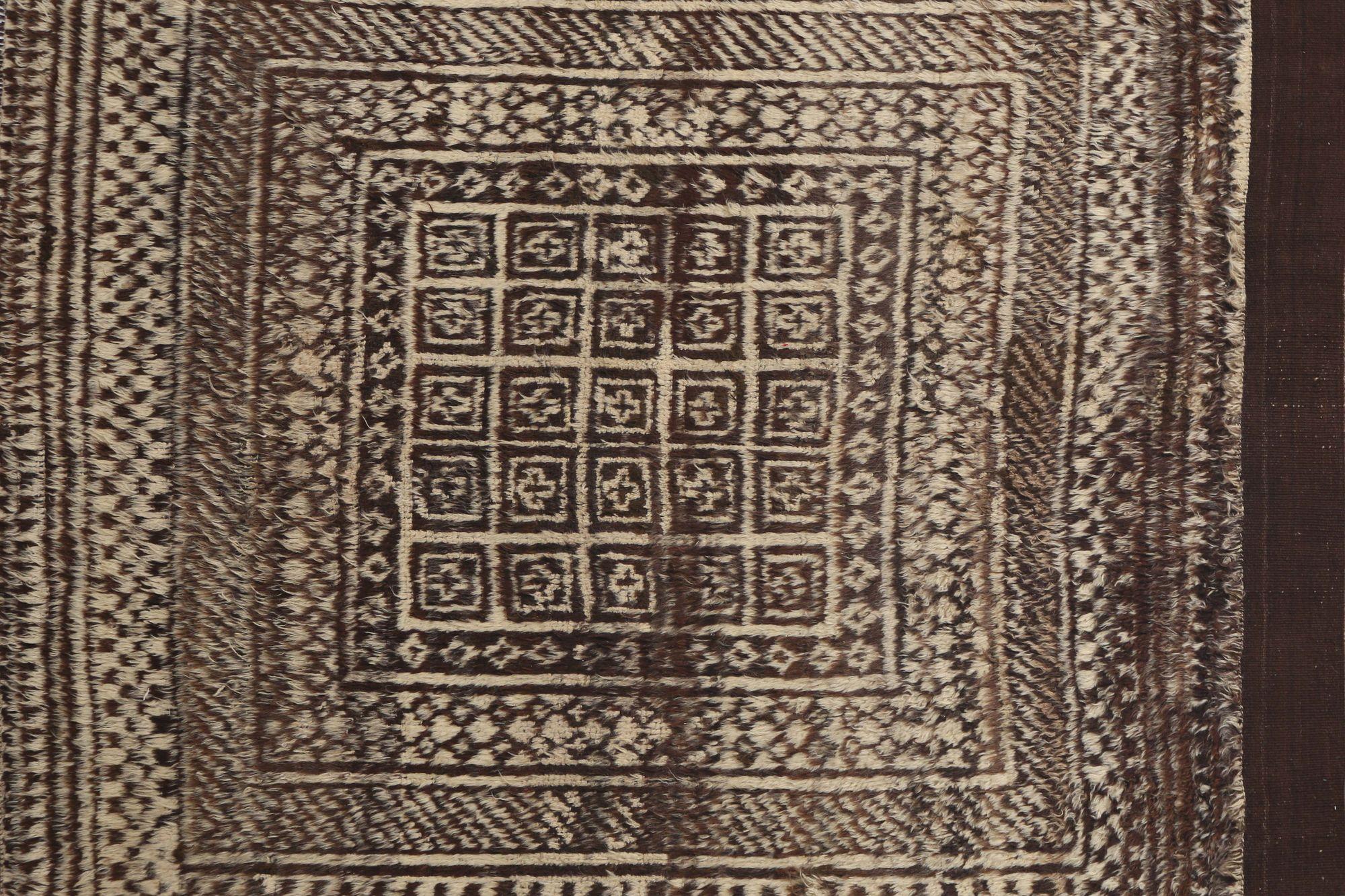 Iracheno Tappeto persiano Gabbeh Small - Lana Marrone Avorio Design - 97759 in vendita