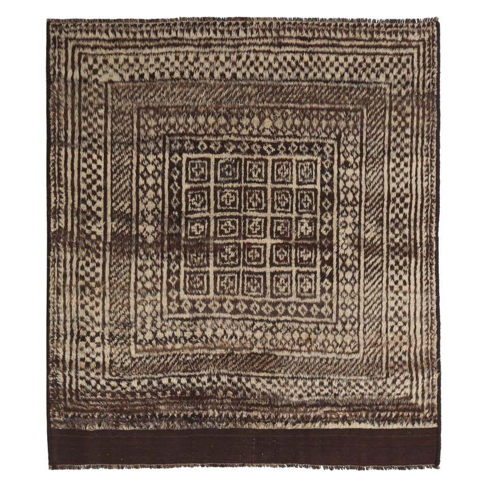 Persian Gabbeh Small Rug - Wool Brown Ivory Design - 97758 For Sale at ...