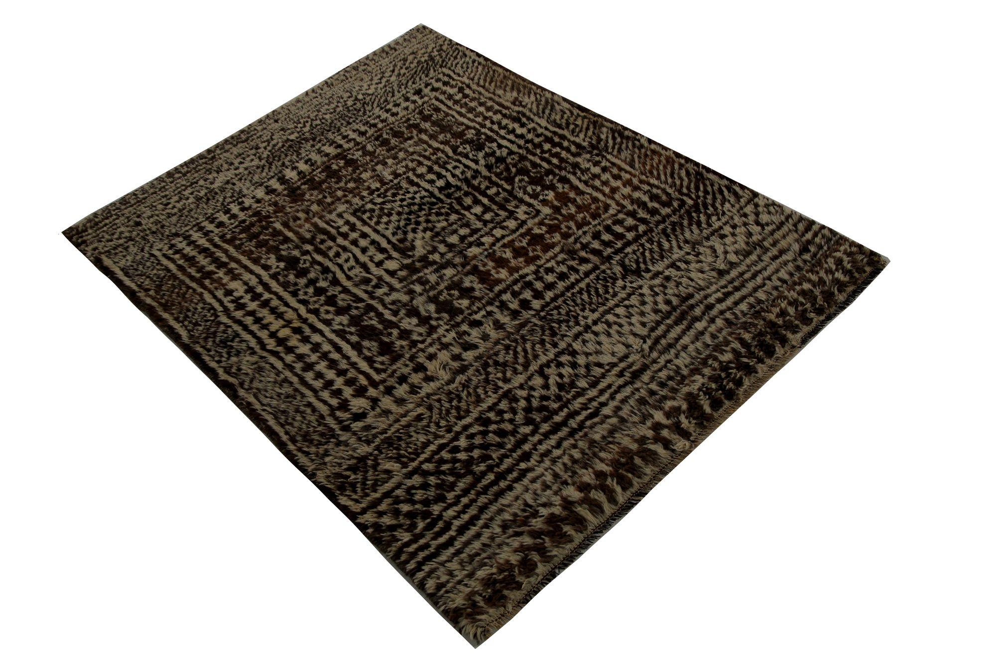 Tribale Tappeto persiano Gabbeh Small - Lana Marrone Avorio Design - 97821 in vendita
