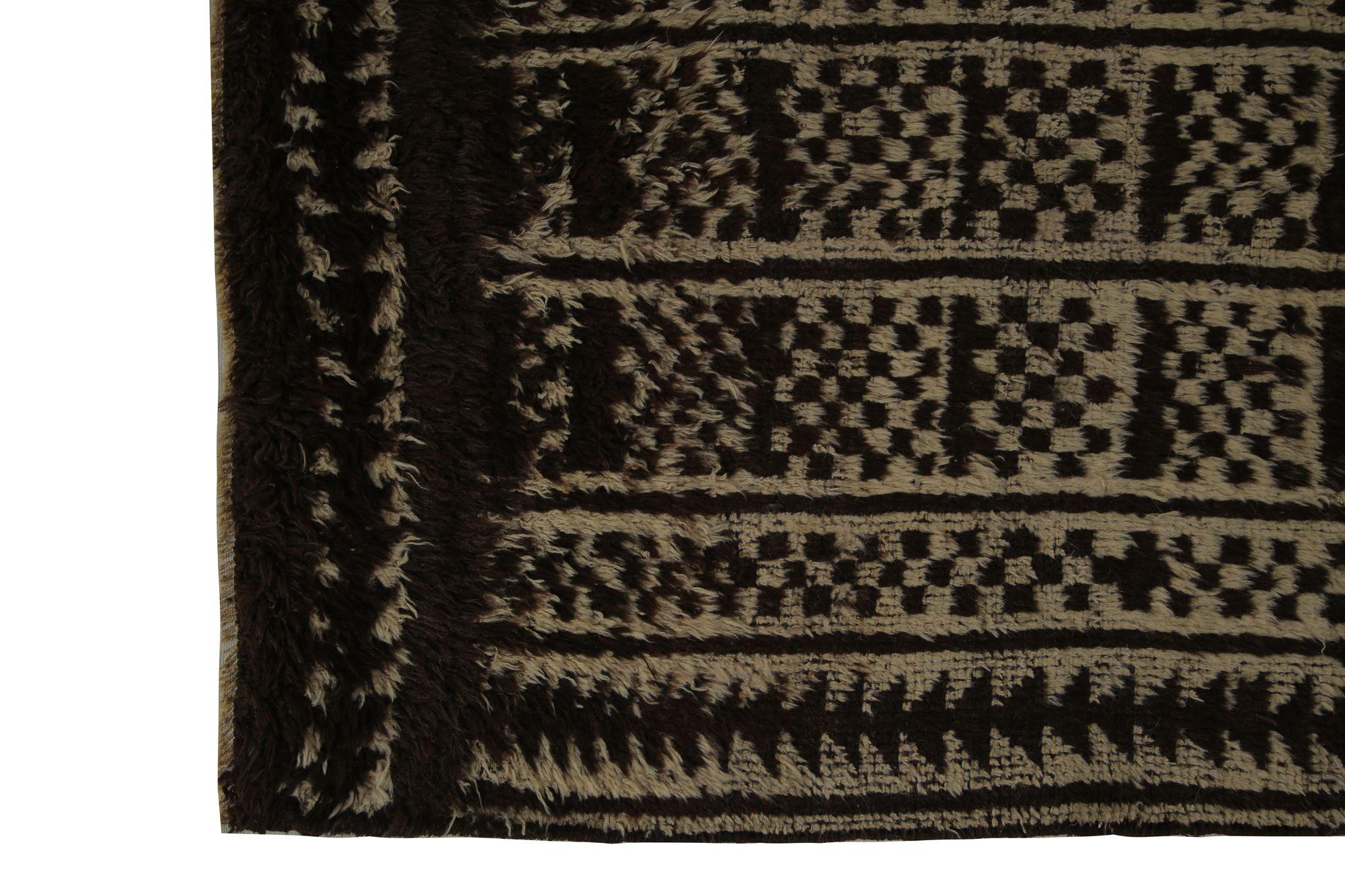 Persischer Gabbeh Small Teppich - Wolle Braun Elfenbein Design - 97822 (20. Jahrhundert) im Angebot