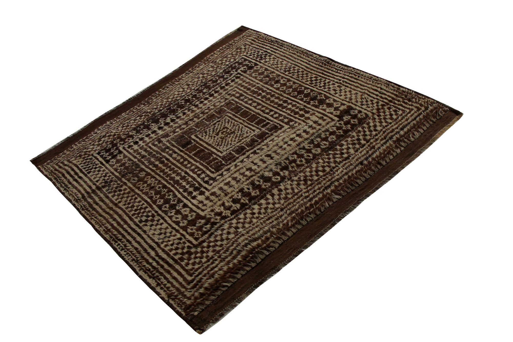 Tribale Tappeto persiano Gabbeh Small - Lana Marrone Avorio Design - 97823 in vendita
