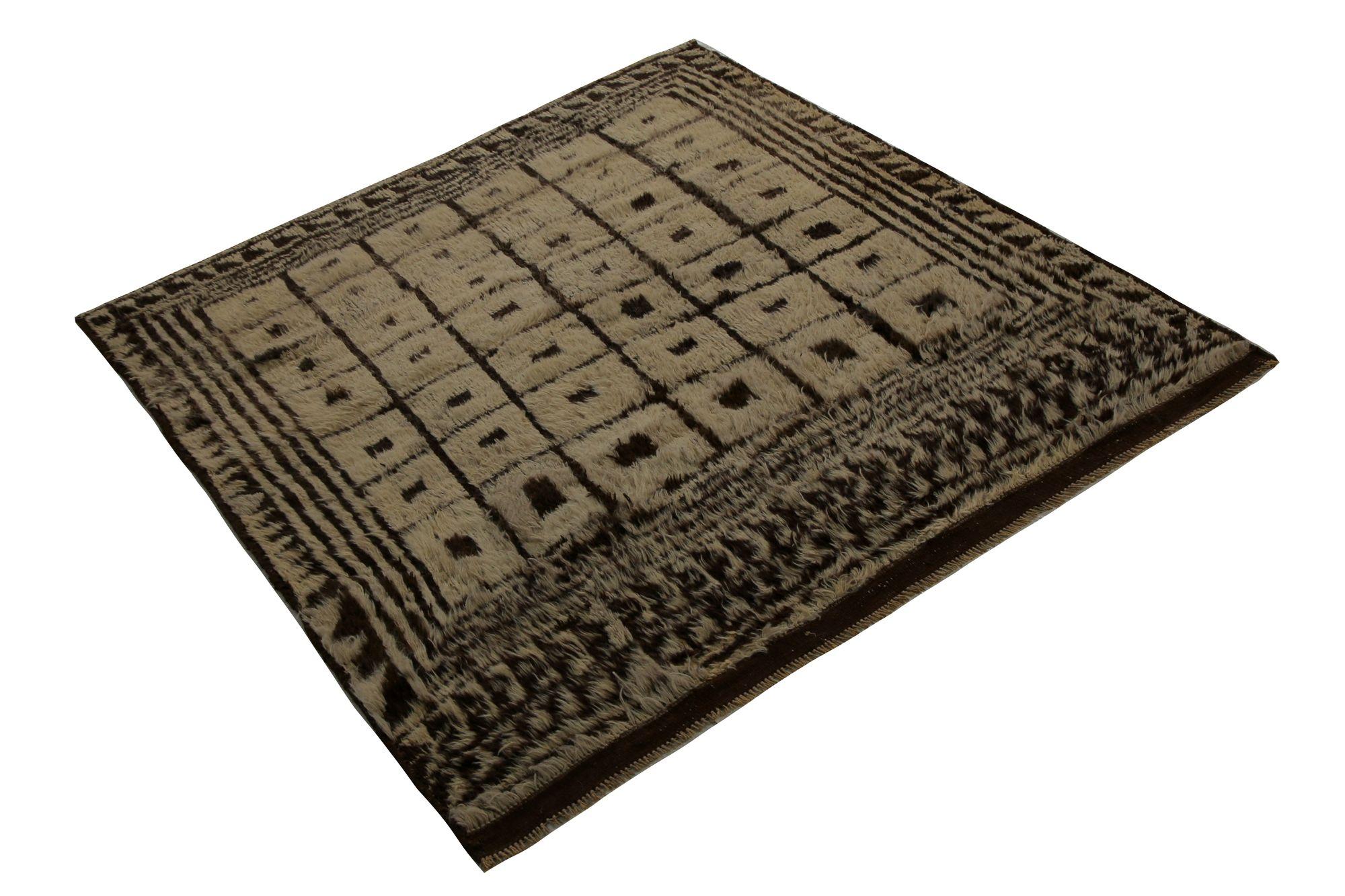 Tribale Tappeto persiano Gabbeh Small - Lana Marrone Avorio Design - 97825 in vendita