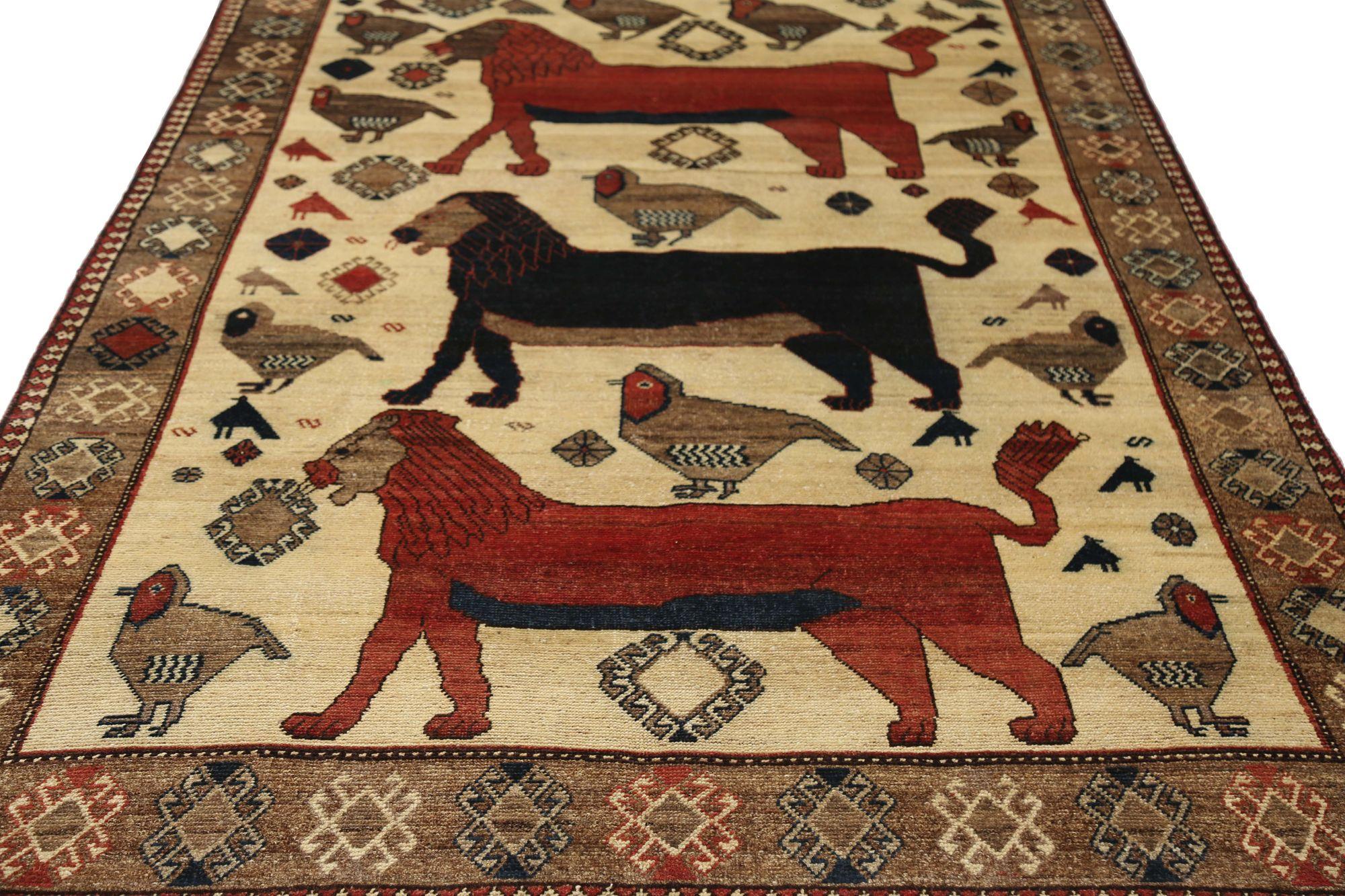 Persischer Gabbeh Small Teppich - Wolle Braun Elfenbein Rot Design - 97133 (Irakisch) im Angebot