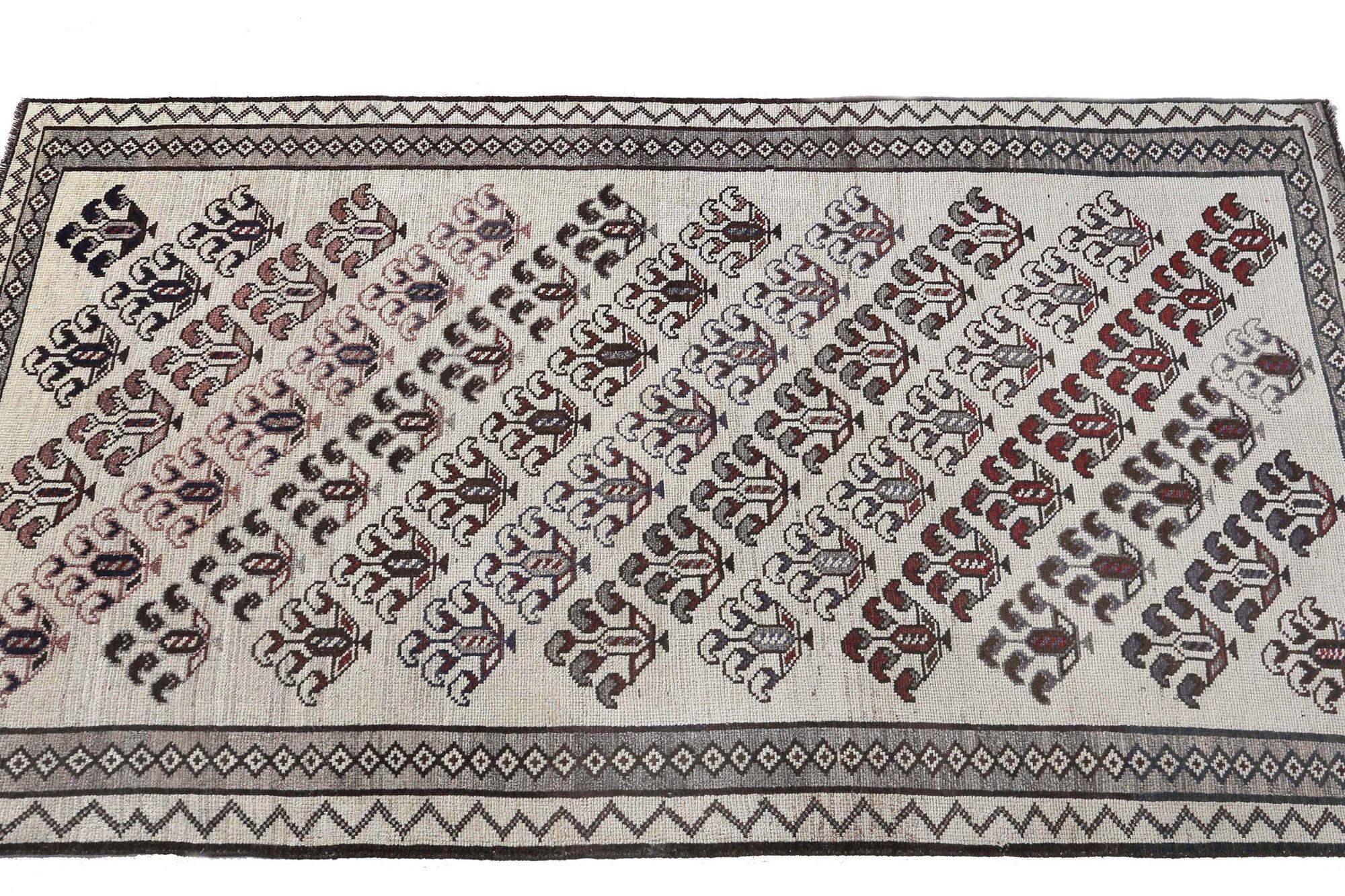 Persischer Gabbeh Small Teppich - Wolle Elfenbein Design - 96647 im Zustand „Hervorragend“ im Angebot in Dallas, TX