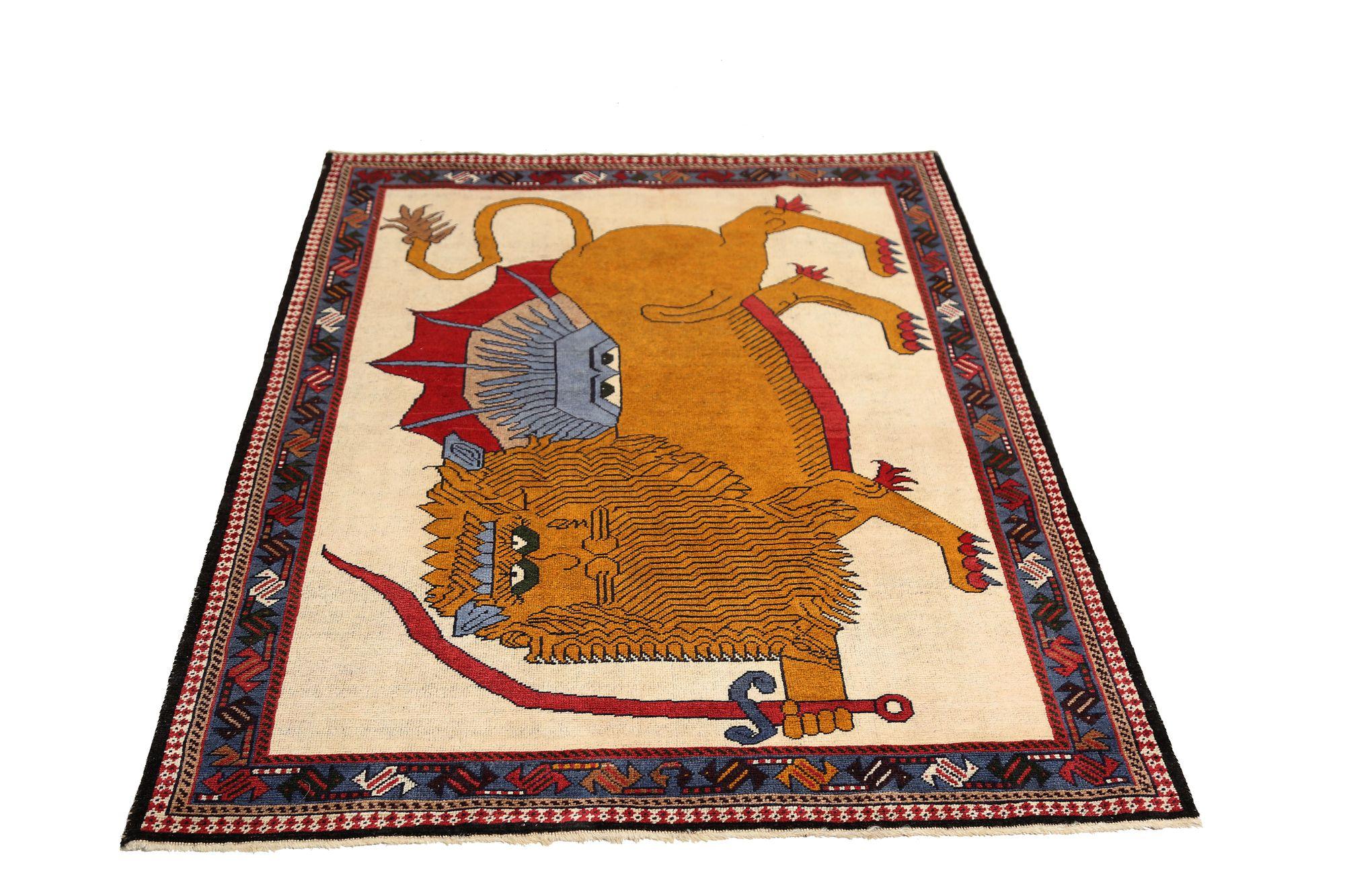 Tappeto persiano Gabbeh Small - Disegno in lana e avorio - 96704 In condizioni ottime in vendita a Dallas, TX