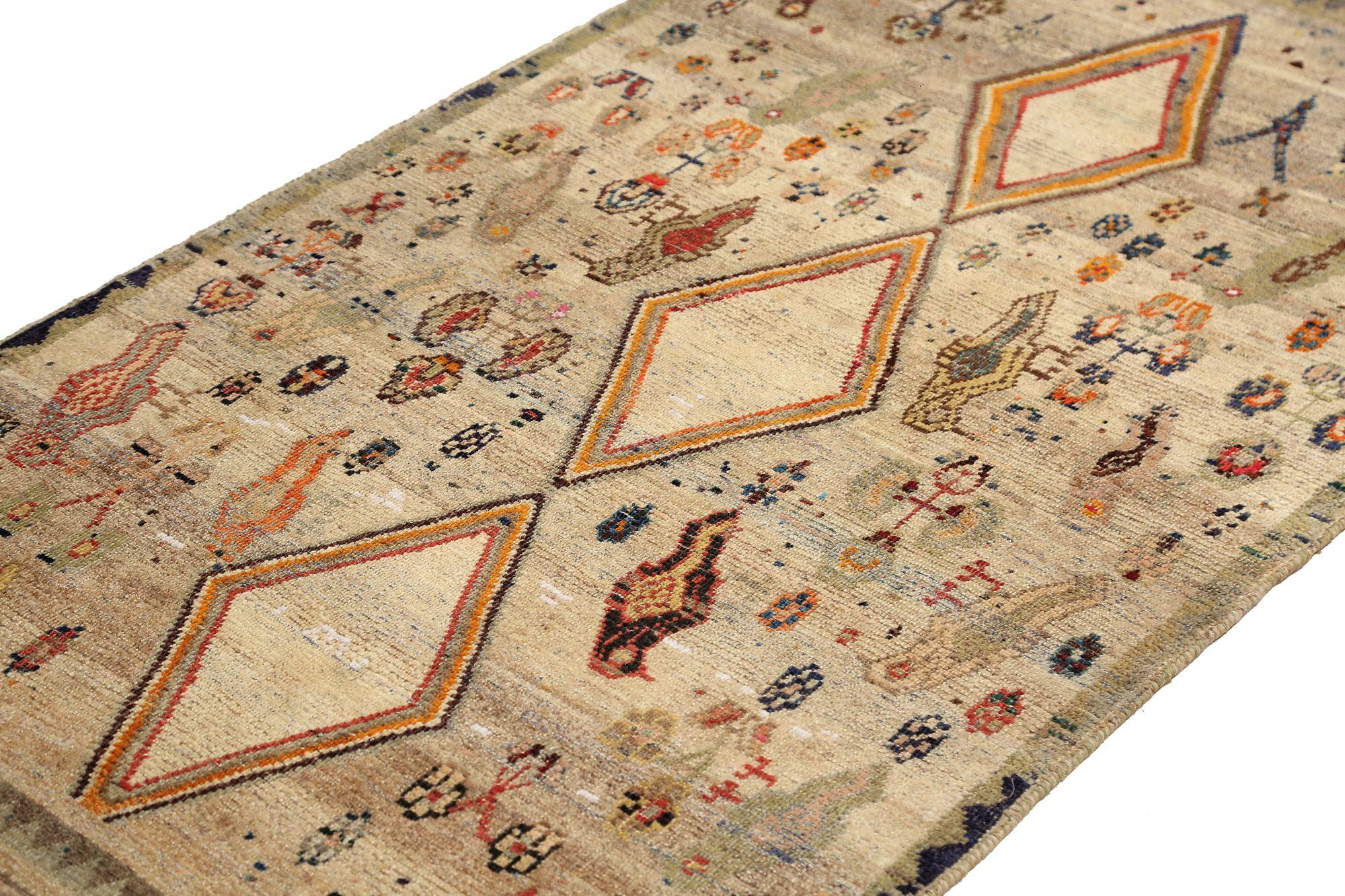 Persischer Gabbeh Small Teppich - Wolle Elfenbein Design - 96710 im Zustand „Hervorragend“ im Angebot in Dallas, TX