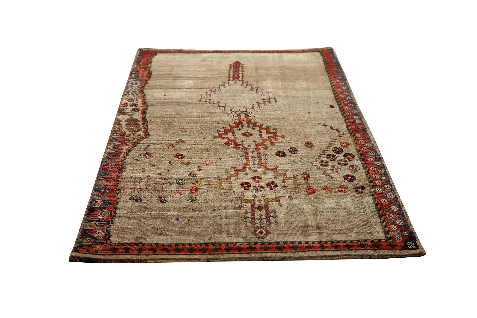 Persischer Gabbeh Kleiner Teppich - Wolle Elfenbein Design - 96803 im Zustand „Hervorragend“ im Angebot in Dallas, TX