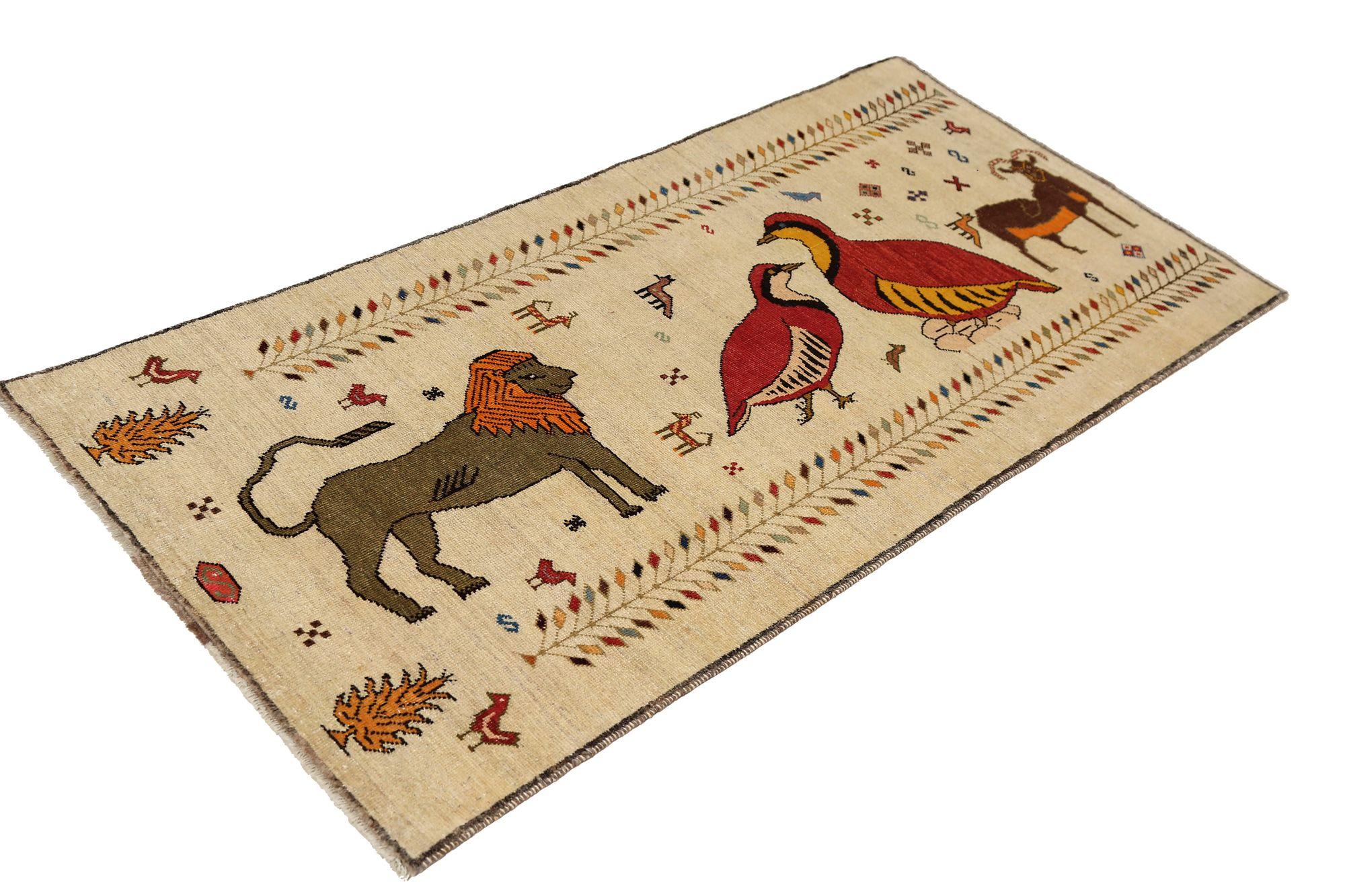 Persischer Gabbeh Small Teppich - Wolle Elfenbein Design - 96932 im Zustand „Hervorragend“ im Angebot in Dallas, TX