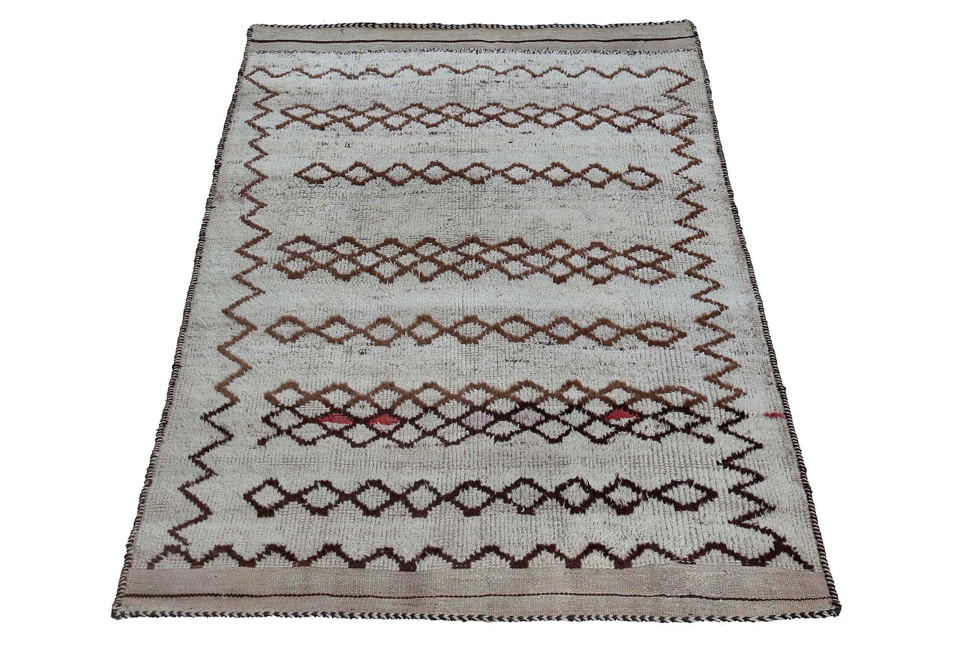 Persischer Gabbeh Small Teppich - Wolle Elfenbein Design - 97589 im Zustand „Hervorragend“ im Angebot in Dallas, TX