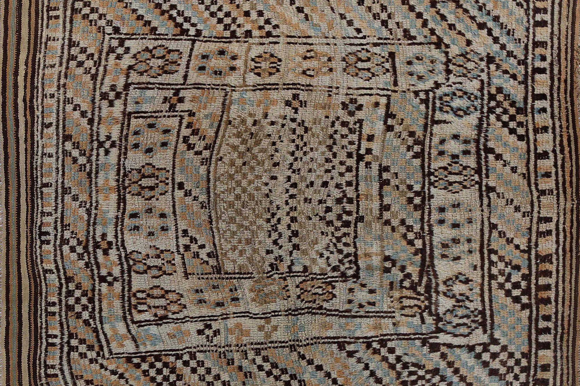 Persischer Gabbeh Kleiner Teppich - Wolle Elfenbein Hellblau Gelb - 97580 (Irakisch) im Angebot