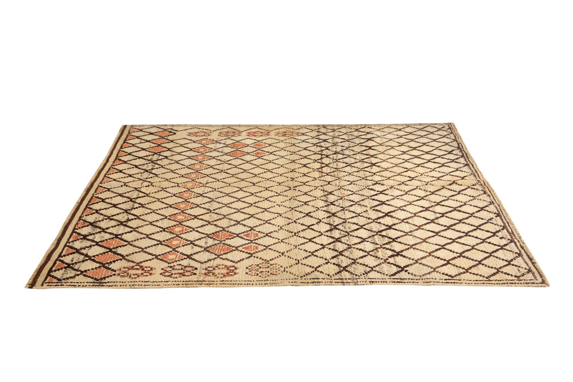 Persischer Gabbeh Kleiner Teppich - Wolle Elfenbein Orange Design - 97694 im Zustand „Hervorragend“ im Angebot in Dallas, TX